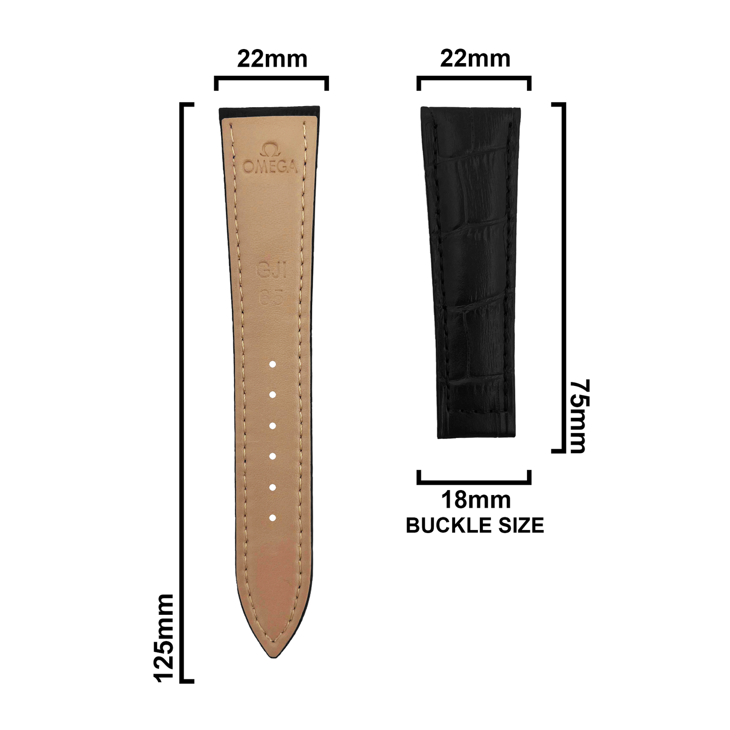 DBLACK [OMGDS1] 22MM CROCO DESIGN, LEATHER STRAP // FOR "OMEGA" WATCHES