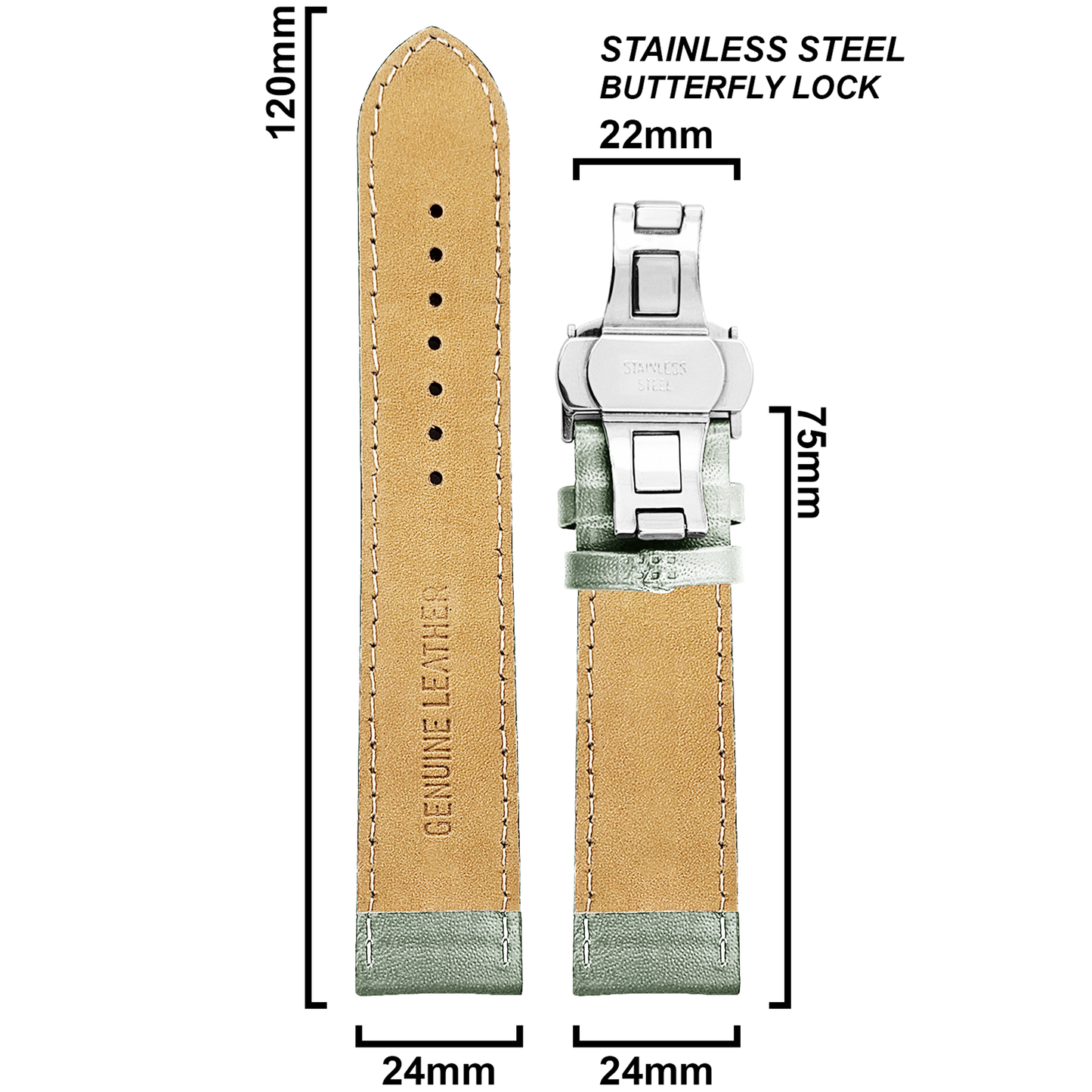 DBLACK [ARLONG] LEATHER STRAP W/ BUTTERFLY LOCK