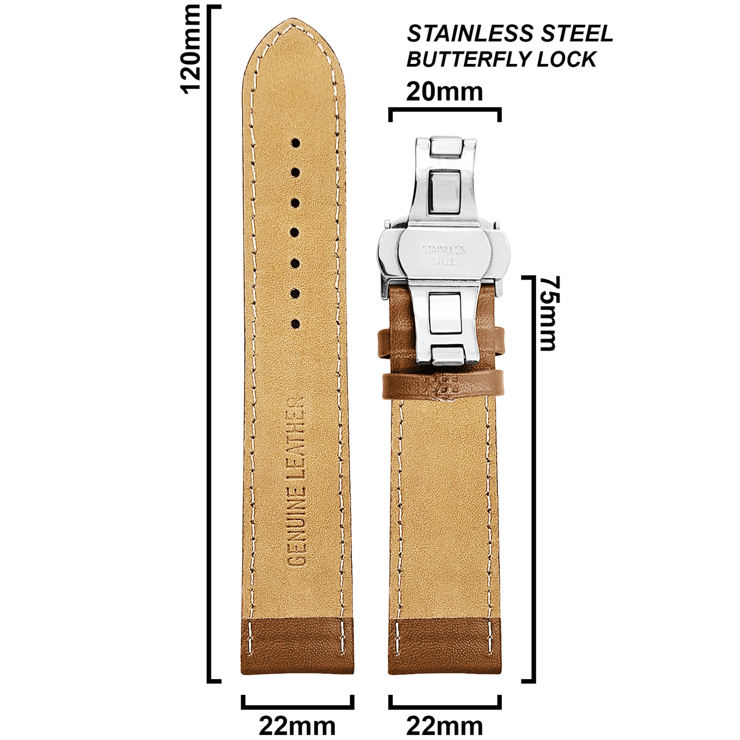 DBLACK [ARLONG] LEATHER STRAP W/ BUTTERFLY LOCK