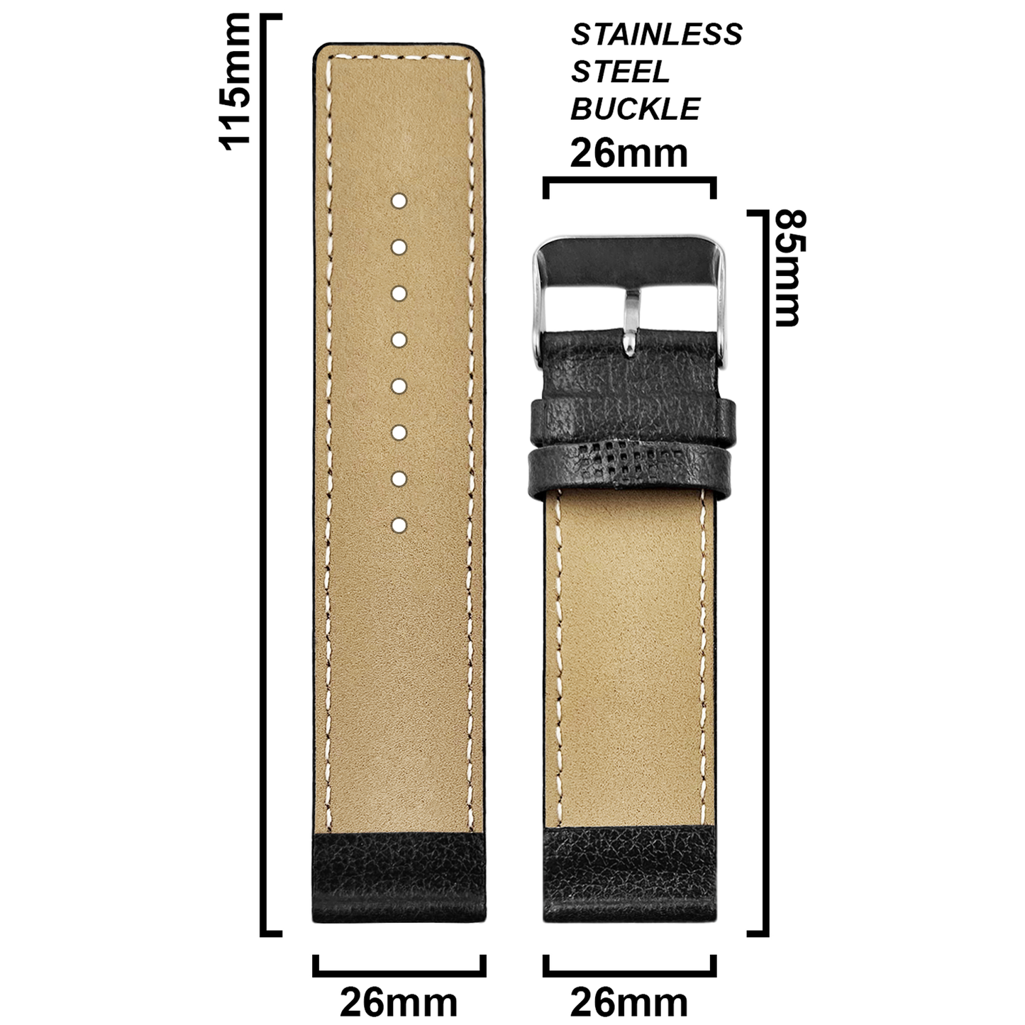 DBLACK [ATOR] PEBBLE DESIGN, THIN LEATHER STRAP