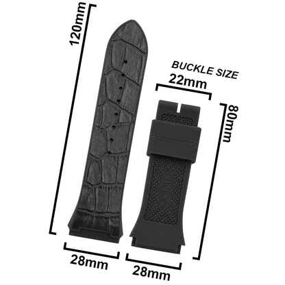 DBLACK [GSDS1] 28MM CROCO DESIGN, SILICONE LEATHER STRAP // GUESS PHOENIX STRAP