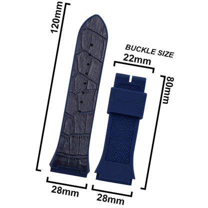 DBLACK [GSDS1] 28MM CROCO DESIGN, SILICONE LEATHER STRAP // GUESS PHOENIX STRAP