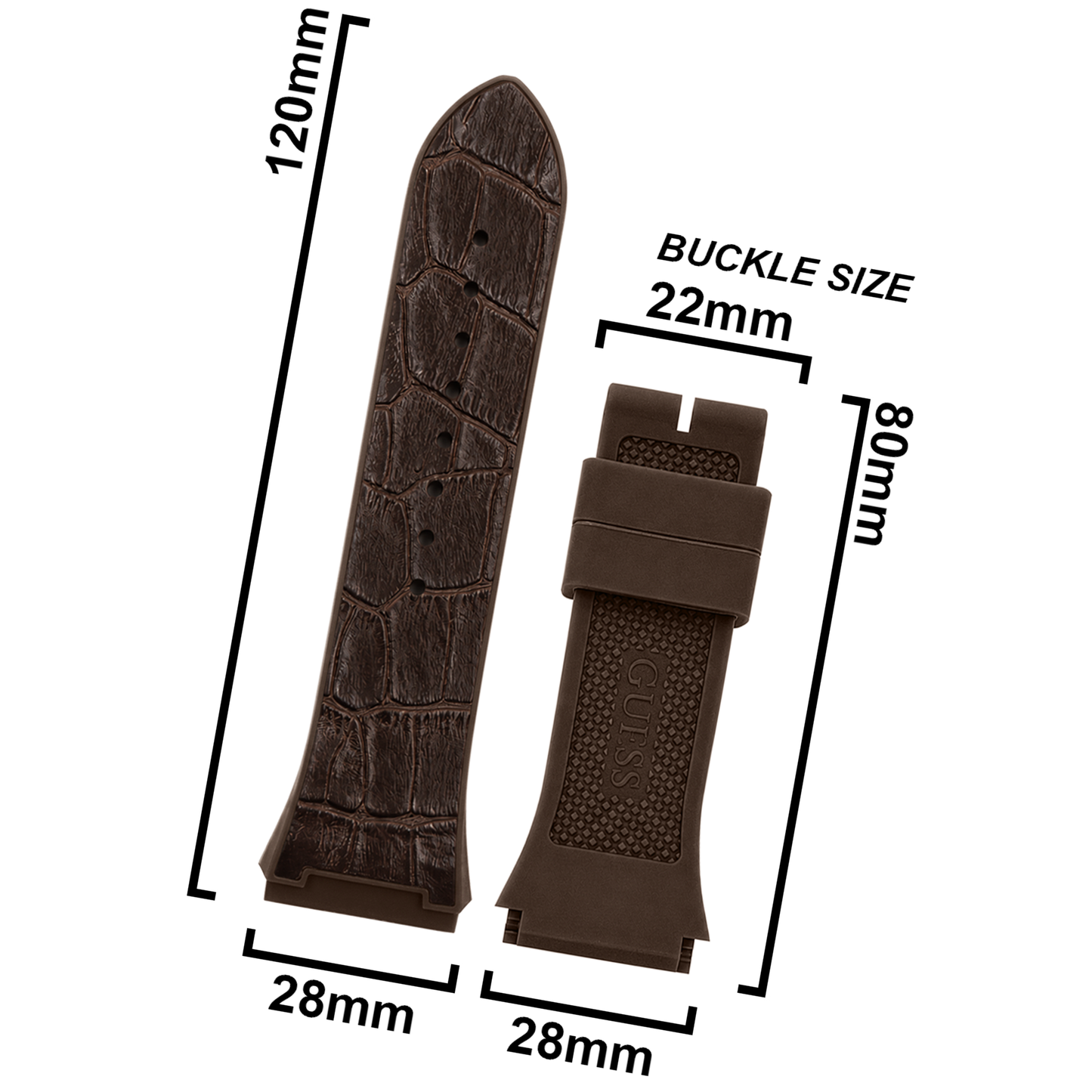 DBLACK [GSDS1] 28MM CROCO DESIGN, SILICONE LEATHER STRAP // GUESS PHOENIX STRAP
