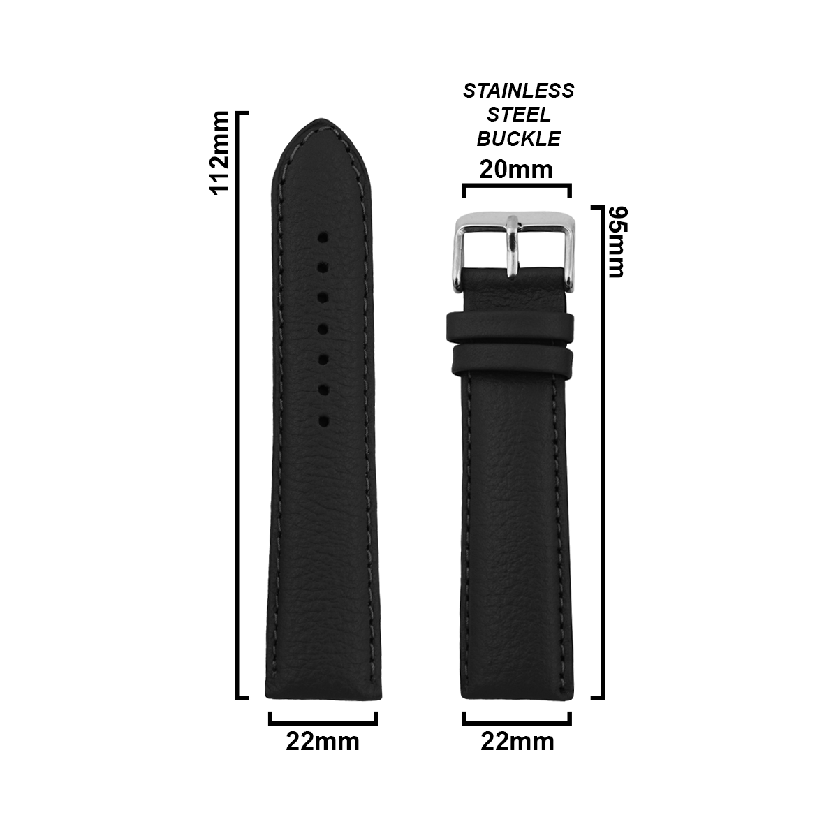 DBLACK [HAKI] 22MM PEBBLE DESIGN, LEATHER WATCH STRAP