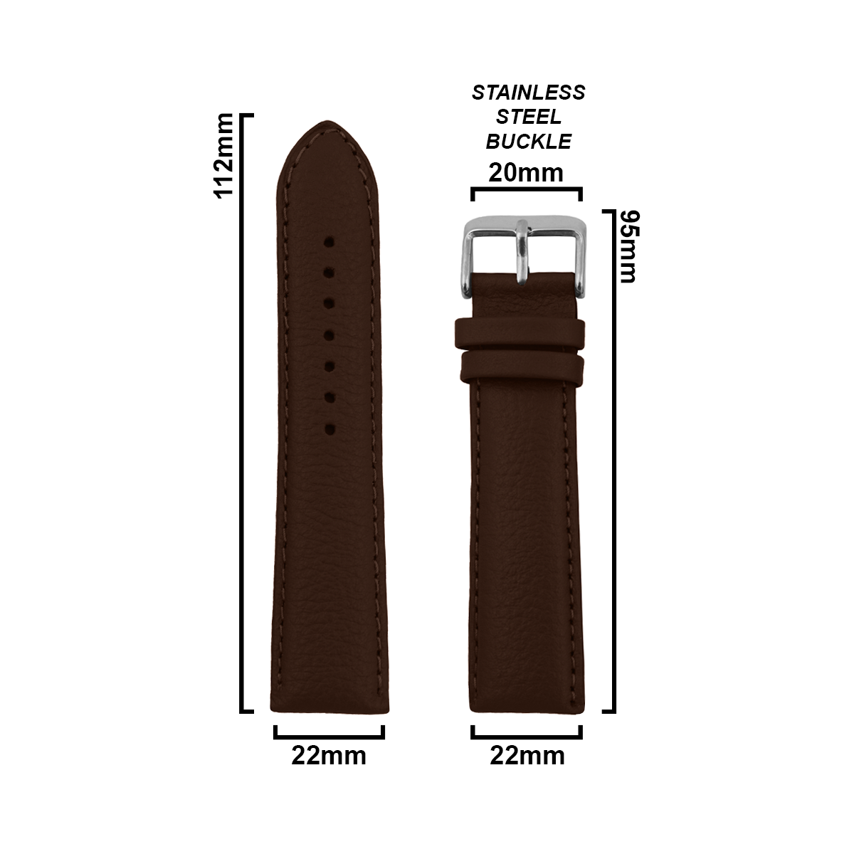 DBLACK [HAKI] 22MM PEBBLE DESIGN, LEATHER WATCH STRAP