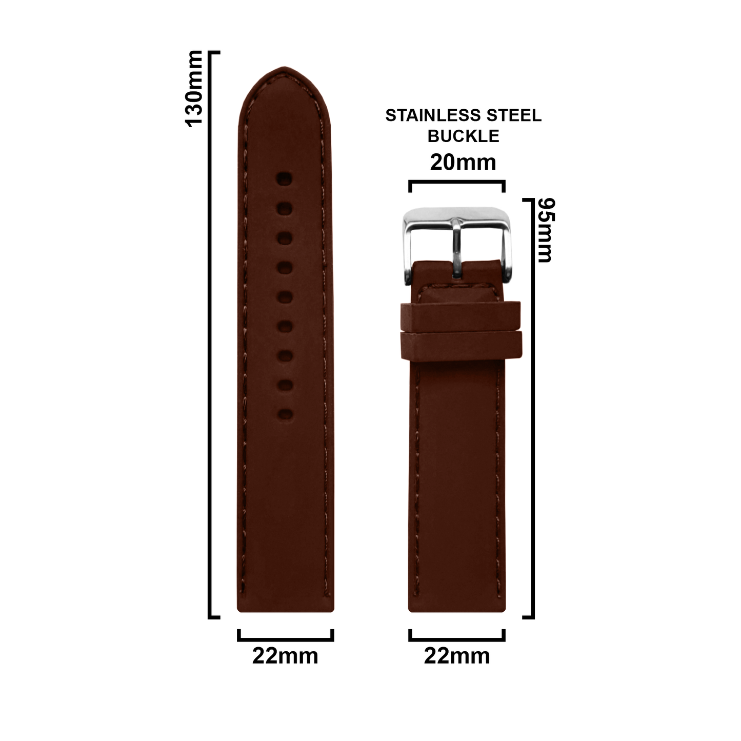 DBLACK [MESEE] BOAT-TIP DESIGN, SILICONE WATCH STRAP