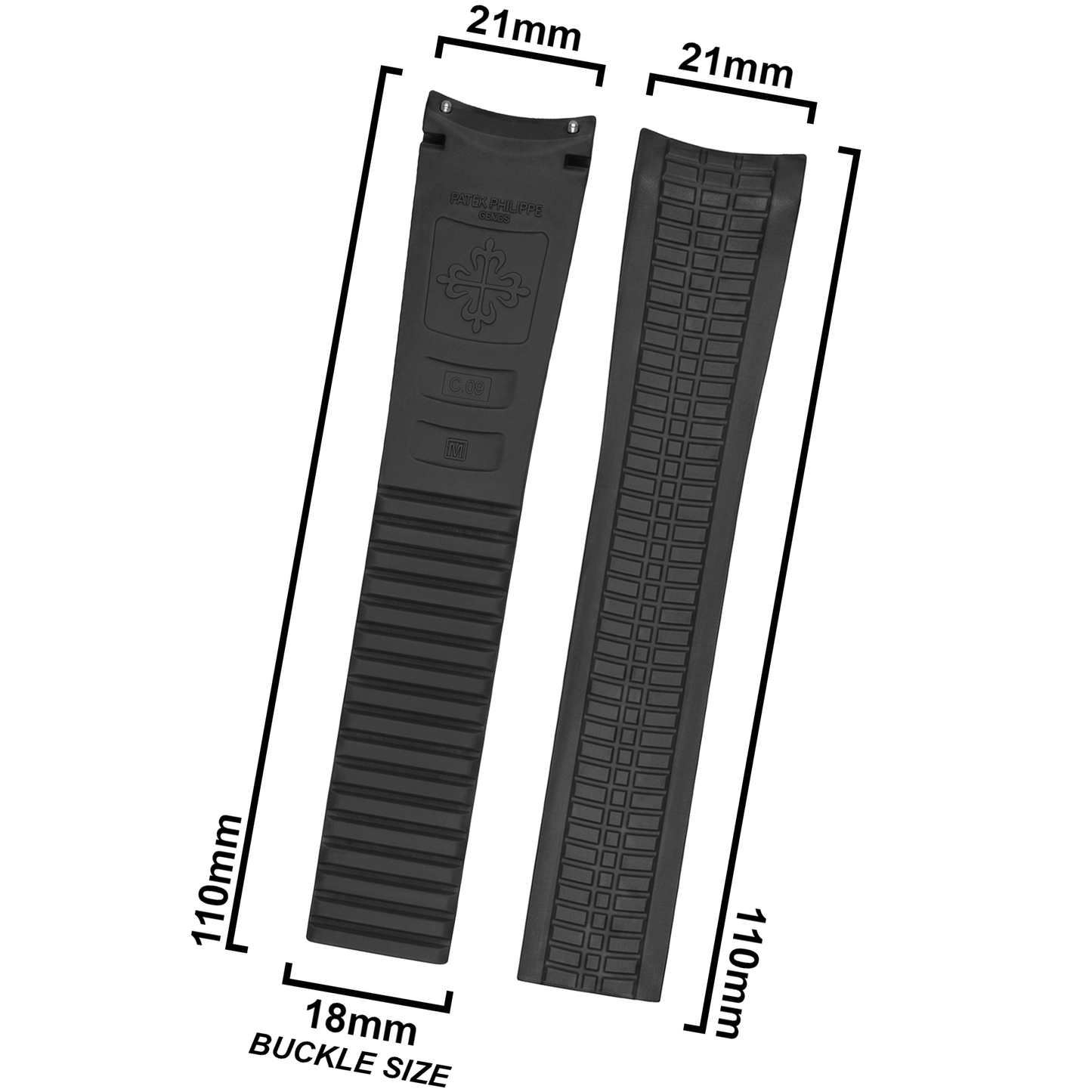 DBLACK [PKPDS2] 21MM TYRE DESIGN, SILICONE WATCH STRAP // FOR PATEK PHILIPPE WATCHES