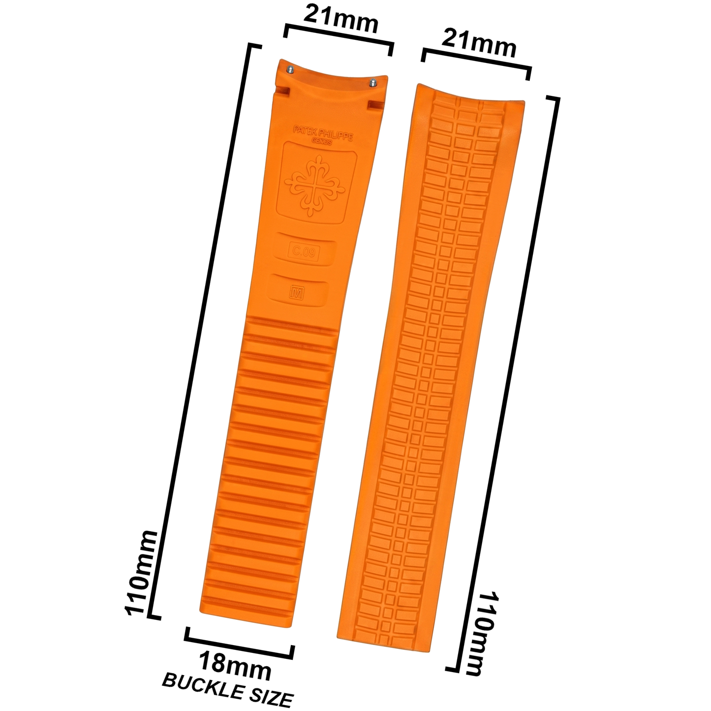 DBLACK [PKPDS2] 21MM TYRE DESIGN, SILICONE WATCH STRAP // FOR PATEK PHILIPPE WATCHES