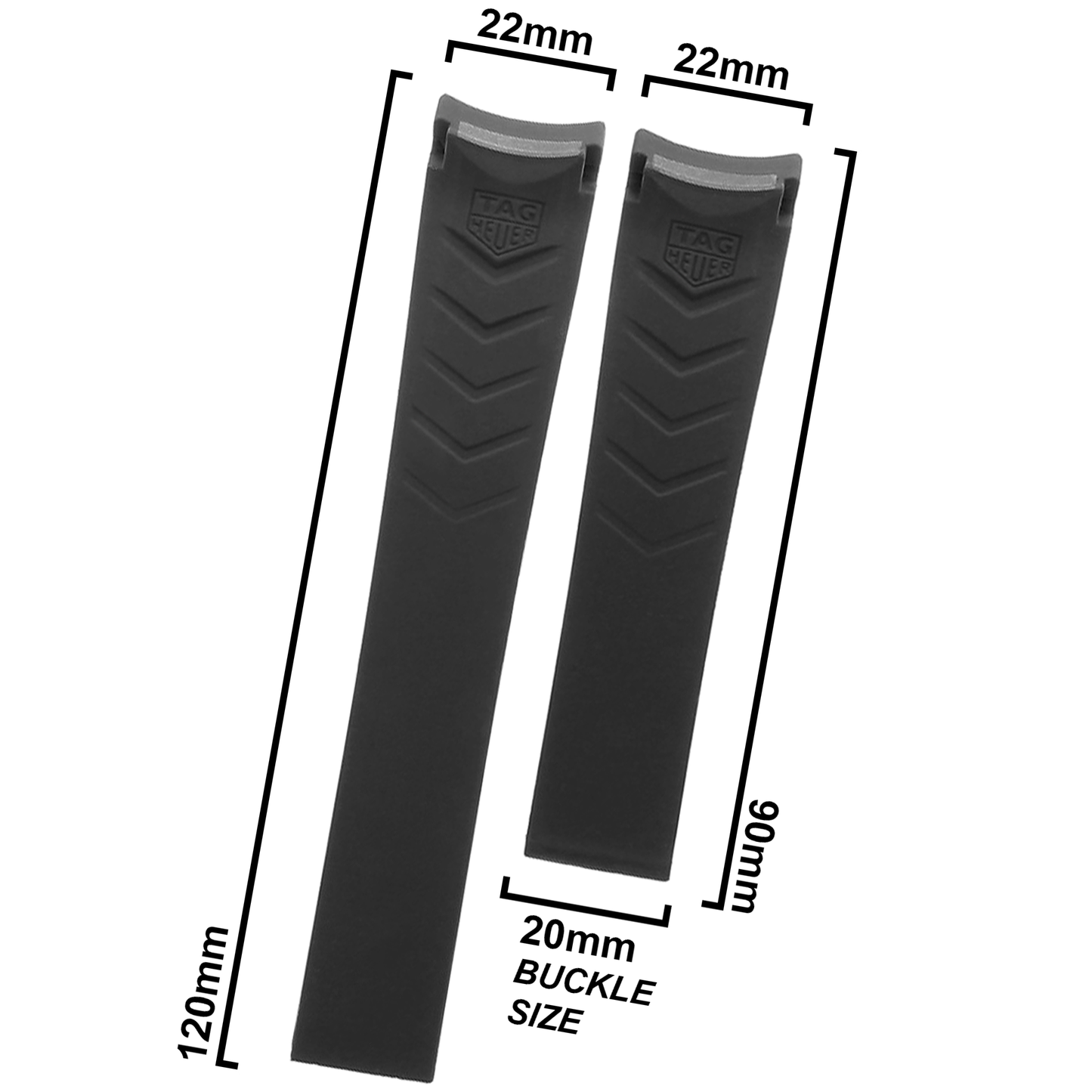 DBLACK [THDS5] 22MM LINE DESIGN, RUBBER STRAP // FOR "TAG HEUER" WATCHES