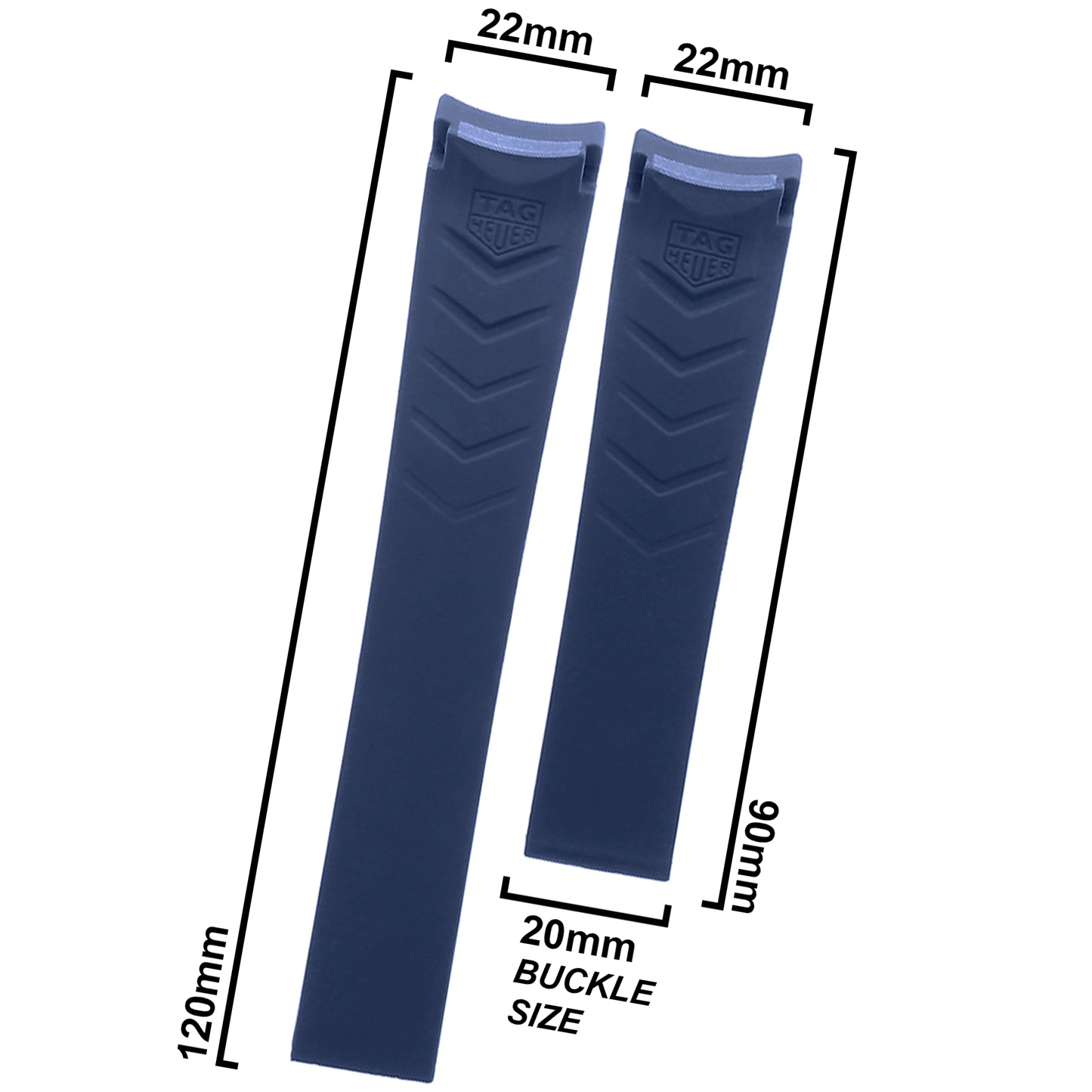 DBLACK [THDS5] 22MM LINE DESIGN, RUBBER STRAP // FOR "TAG HEUER" WATCHES