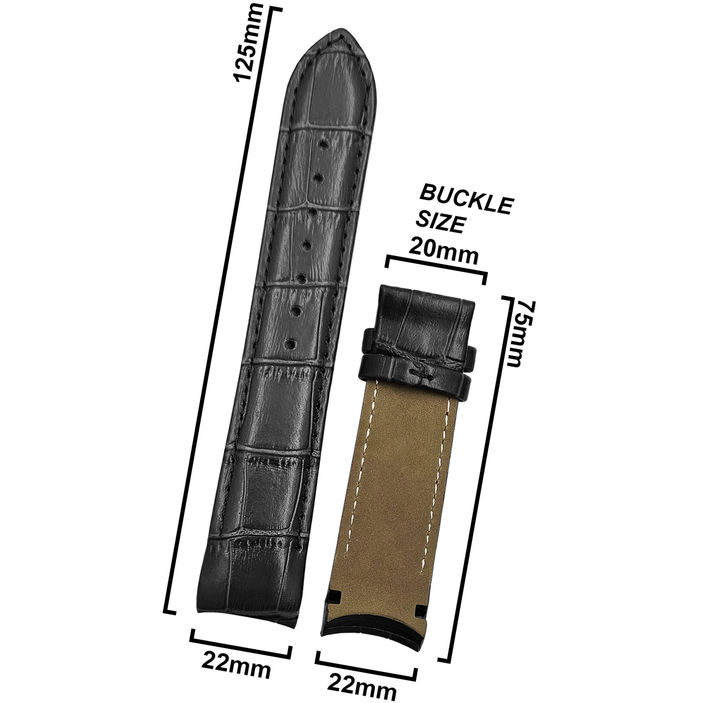 DBLACK [TST2] CROCO DESIGN, LEATHER WATCH STRAP // FOR TISSOT COUTURIER 1853 & OTHER MODELS