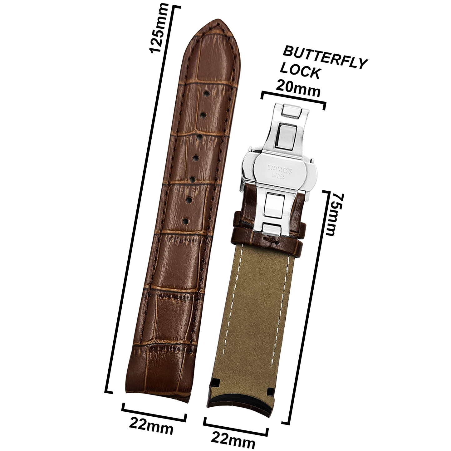 DBLACK [TST2] CROCO DESIGN, LEATHER WATCH STRAP // FOR TISSOT COUTURIER 1853 & OTHER MODELS