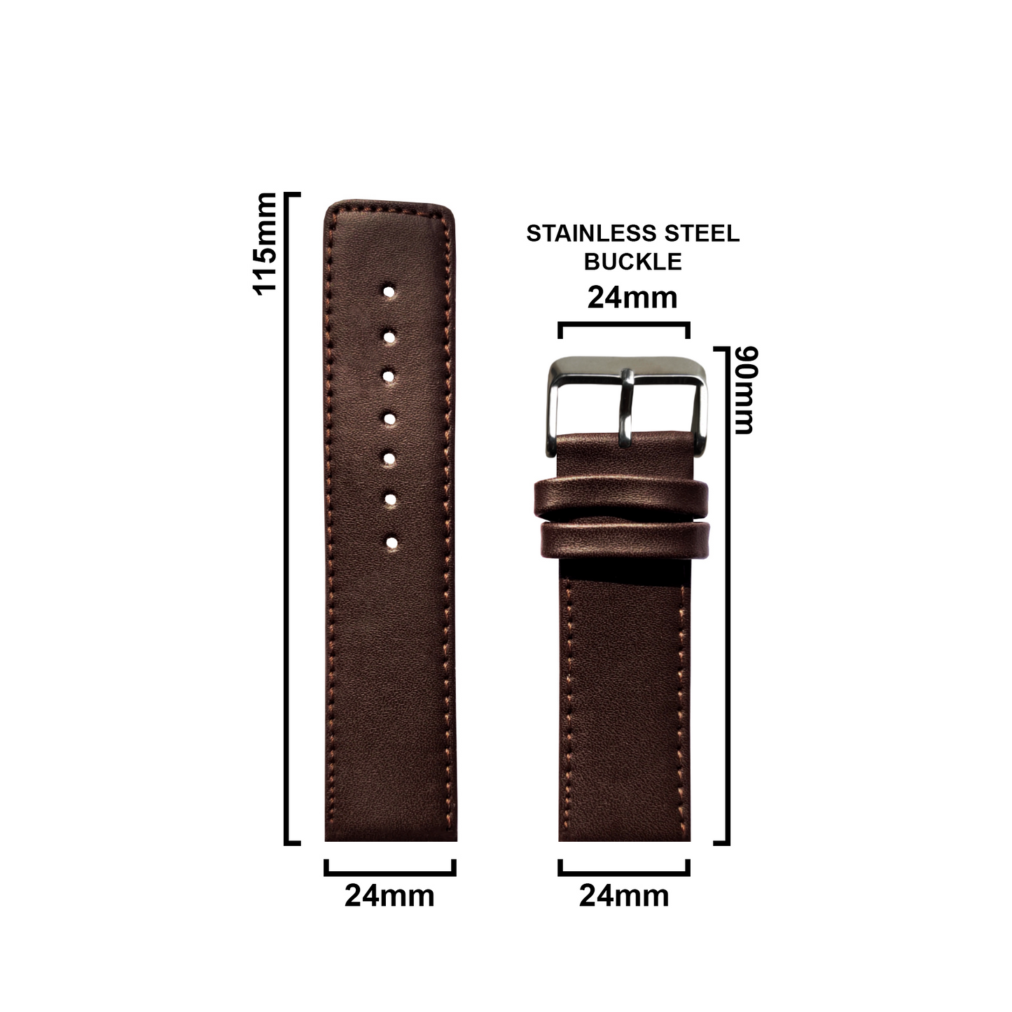 DBLACK [UBOX] LEATHER WATCH STRAP // FOR 20MM, 22MM OR 24MM (CHOOSE YOUR SIZE & COLOR)