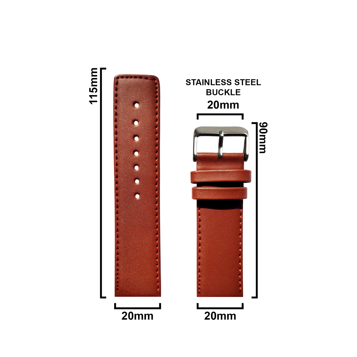 DBLACK [UBOX] LEATHER WATCH STRAP // FOR 20MM, 22MM OR 24MM (CHOOSE YOUR SIZE & COLOR)