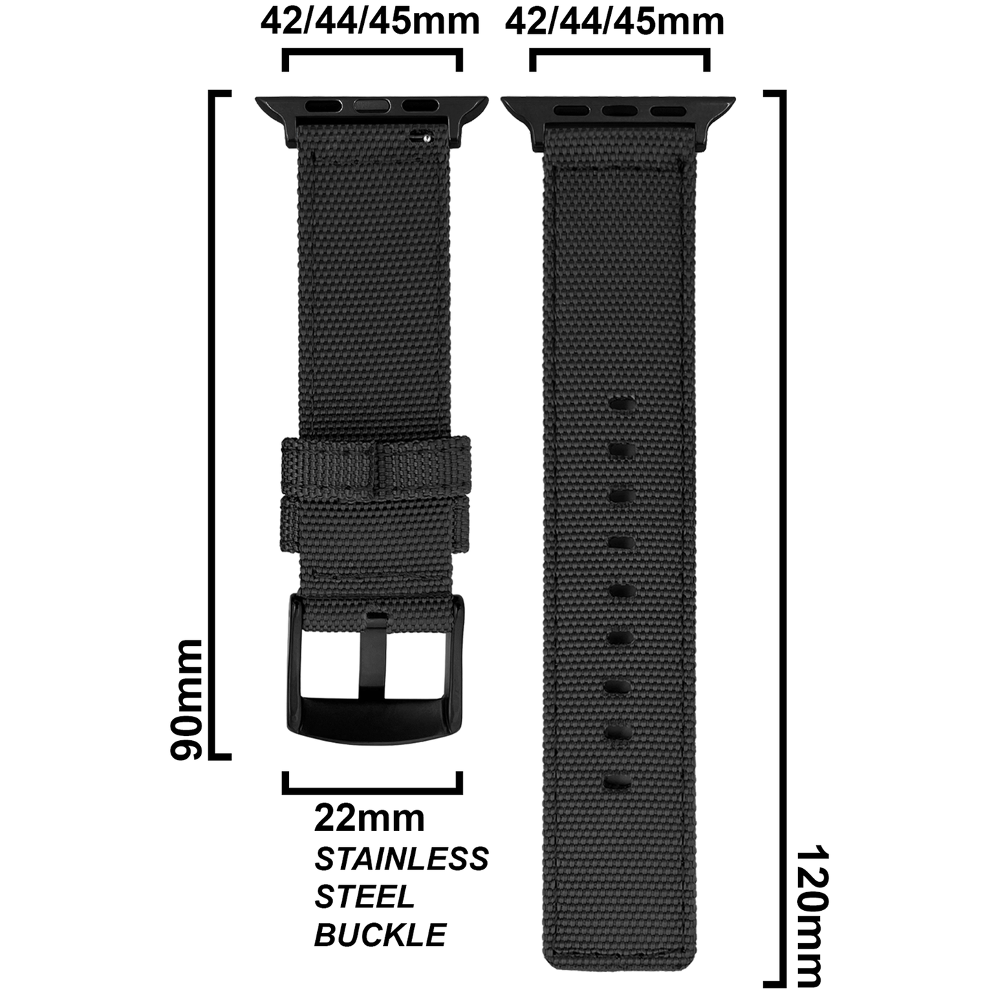DBLACK [WADO] CANVAS DESIGN, NYLON WATCH STRAP // DESIGNED FOR "APPLE" SMARTWATCHES