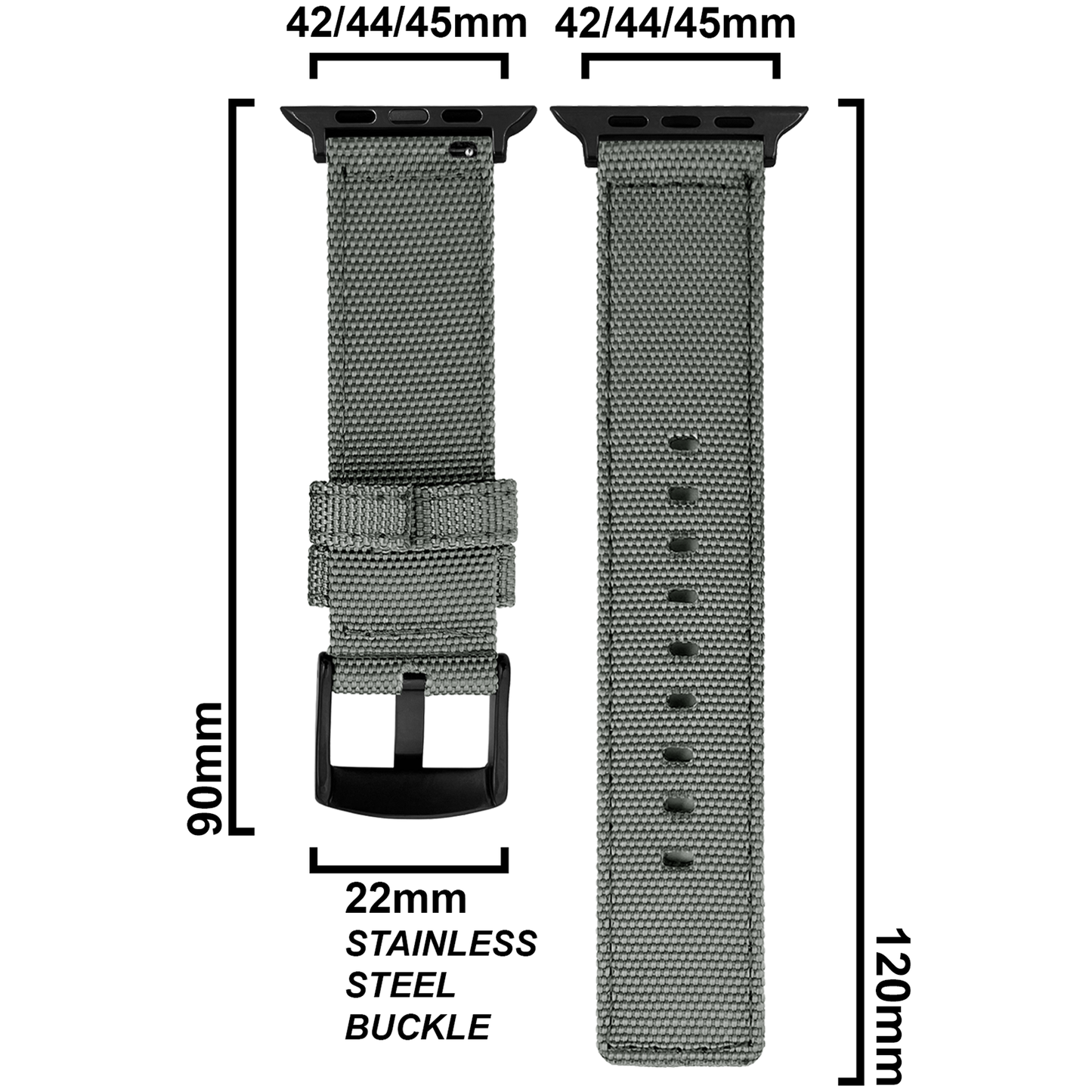 DBLACK [WADO] CANVAS DESIGN, NYLON WATCH STRAP // DESIGNED FOR "APPLE" SMARTWATCHES