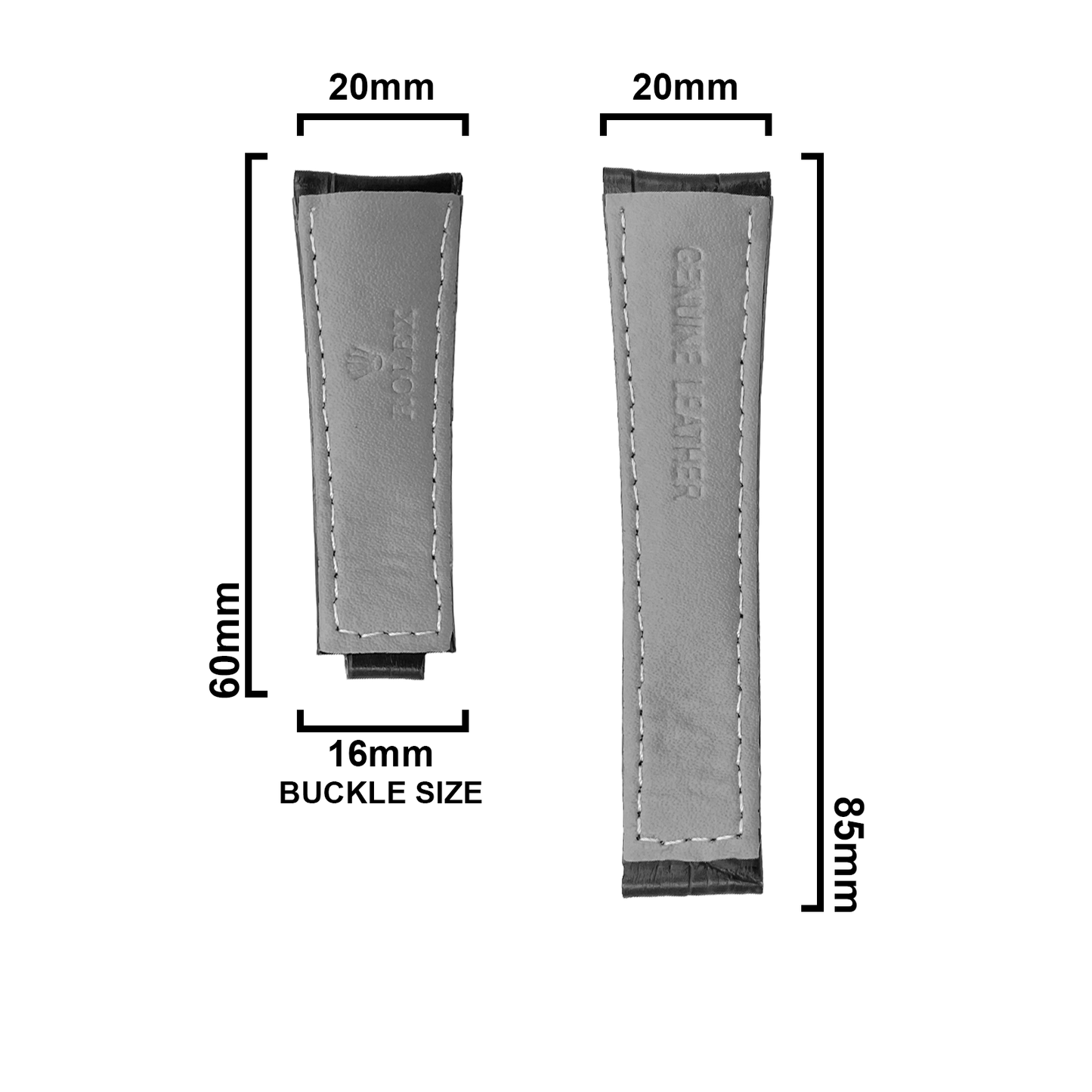 DBLACK [RLXDS1] 20MM CROCO DESIGN, LEATHER BAND // FOR "ROLEX" WATCHES