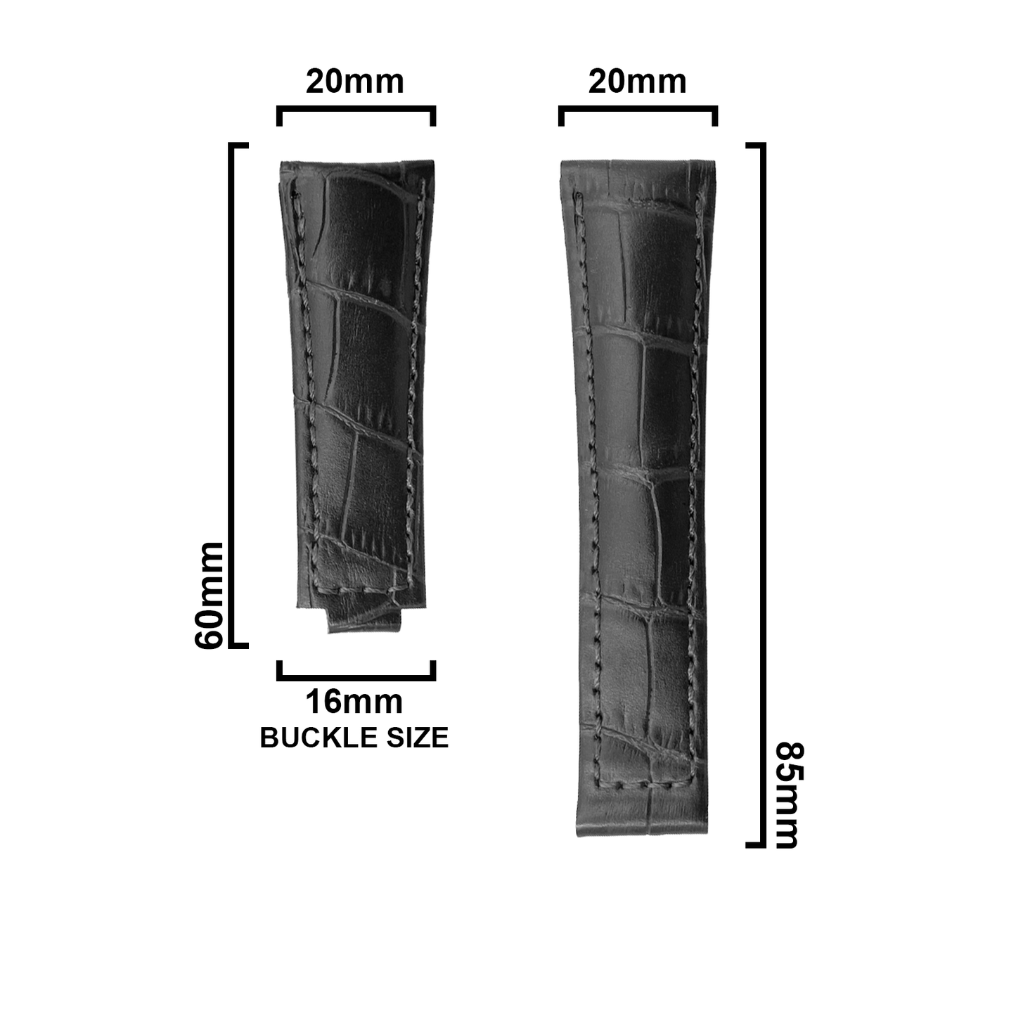 DBLACK [RLXDS1] 20MM CROCO DESIGN, LEATHER BAND // FOR "ROLEX" WATCHES