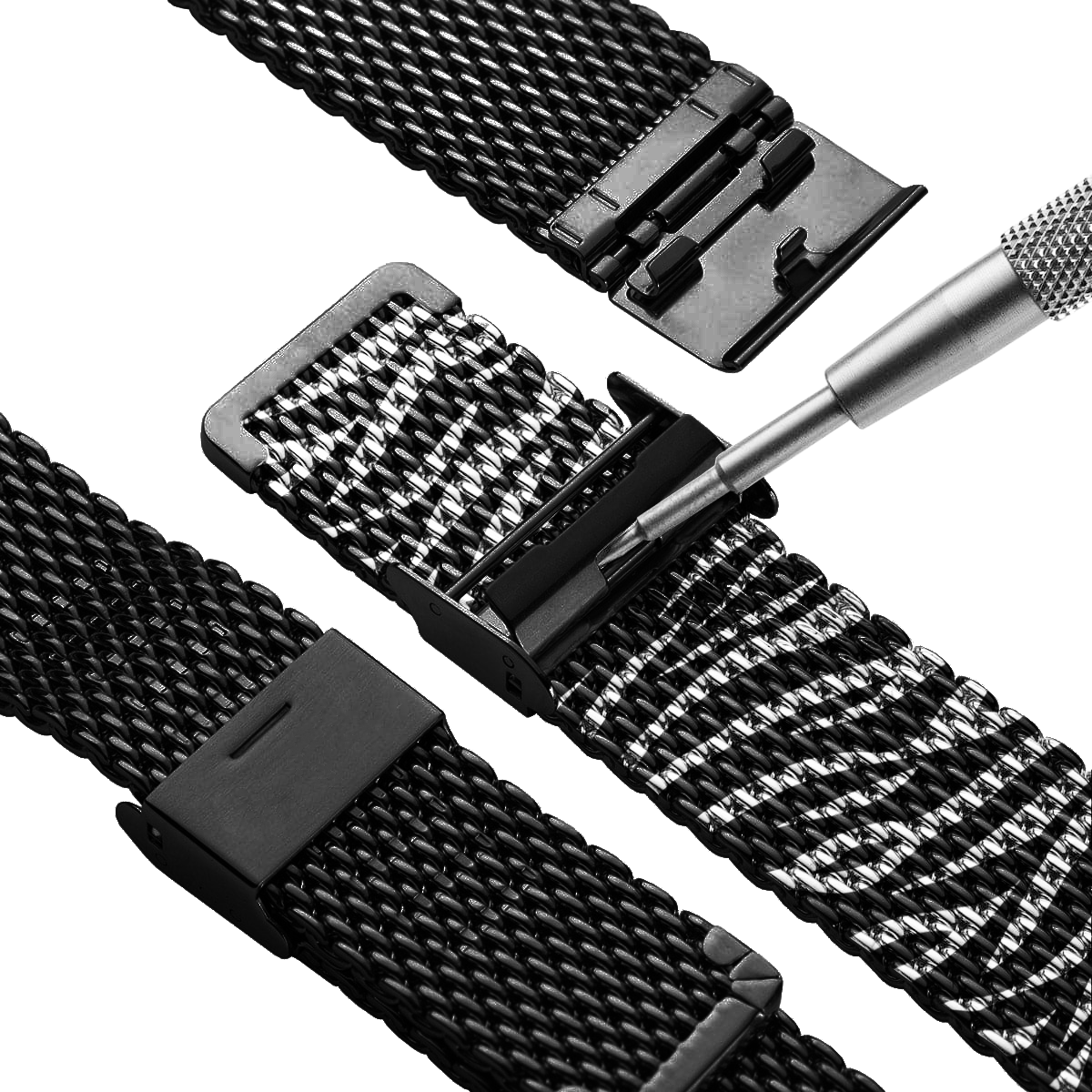 DBLACK [BONEZ] MESH CHAIN, PREMIUM STAINLESS STEEL WATCH BAND