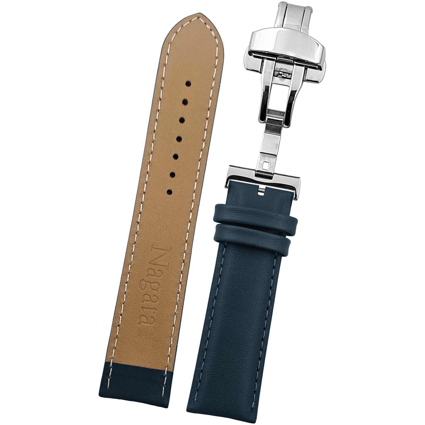 DBLACK [NAGATA3] MINIMALIST DESIGN W/ BUTTERFLY LOCK, LEATHER STRAP