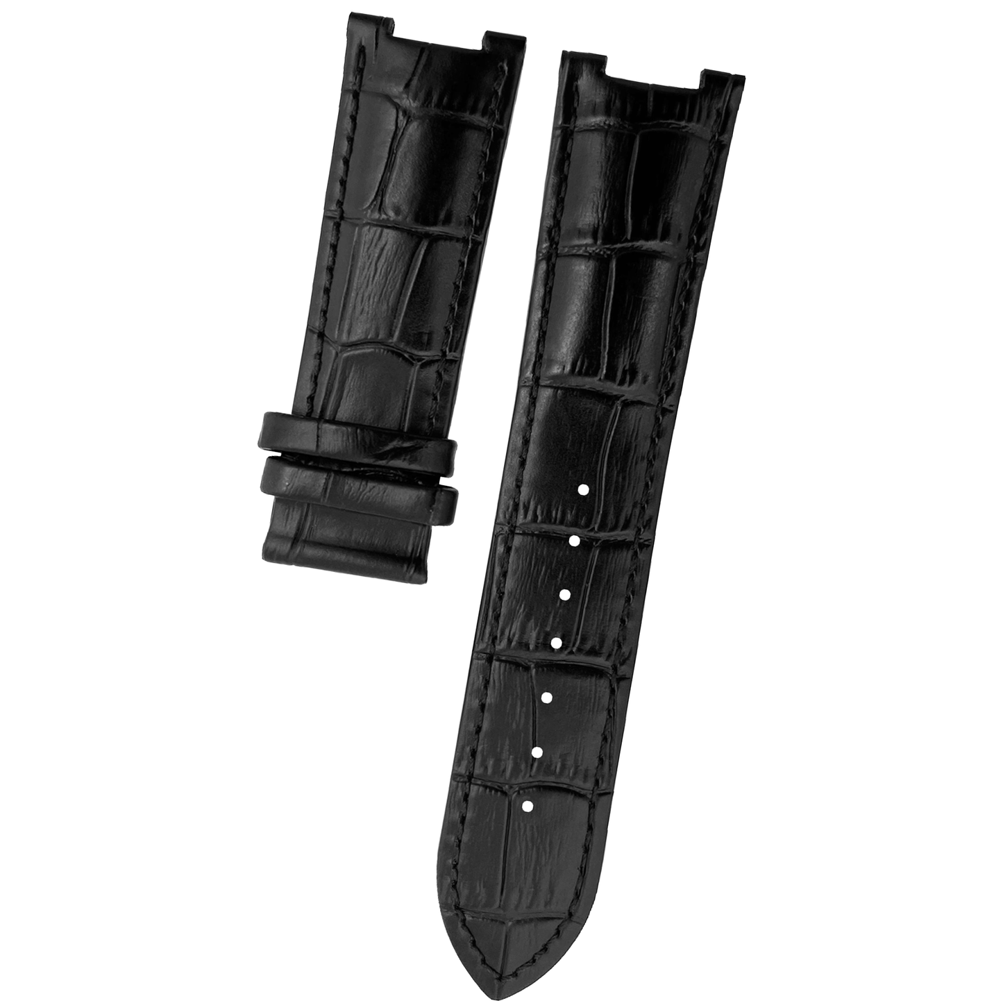 DBLACK [PKPDS1] 25MM CROCO DESIGN, LEATHER WATCH STRAP // FOR PATEK PHILIPPE WATCHES