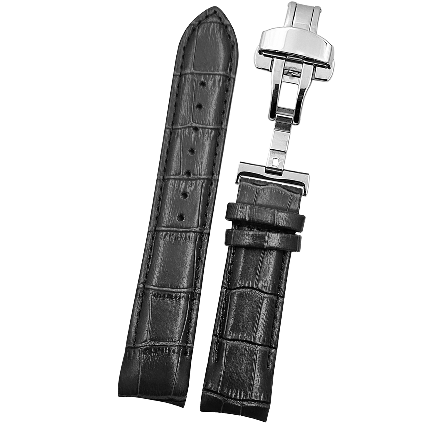 DBLACK [TST2] CROCO DESIGN, LEATHER WATCH STRAP // FOR TISSOT COUTURIER 1853 & OTHER MODELS