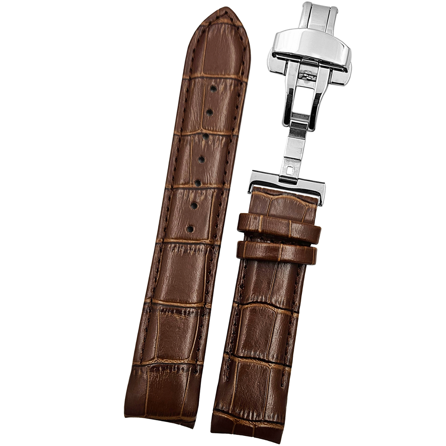 DBLACK [TST2] CROCO DESIGN, LEATHER WATCH STRAP // FOR TISSOT COUTURIER 1853 & OTHER MODELS