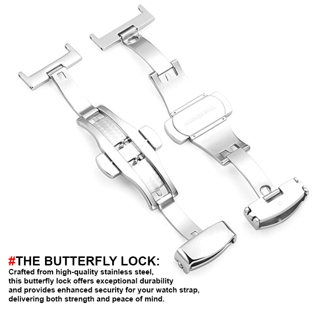 DBLACK [DSLCK3] BUTTERFLY LOCK, STAINLESS STEEL LOCK FOR LEATHER STRAP