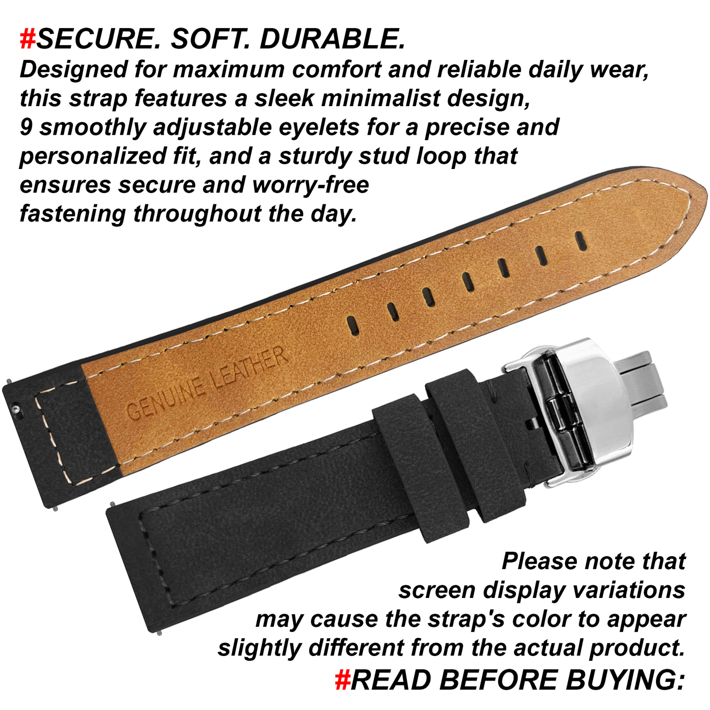 DBLACK [BUZZ] PREMIUM MINIMALIST PADDED LEATHER STRAP