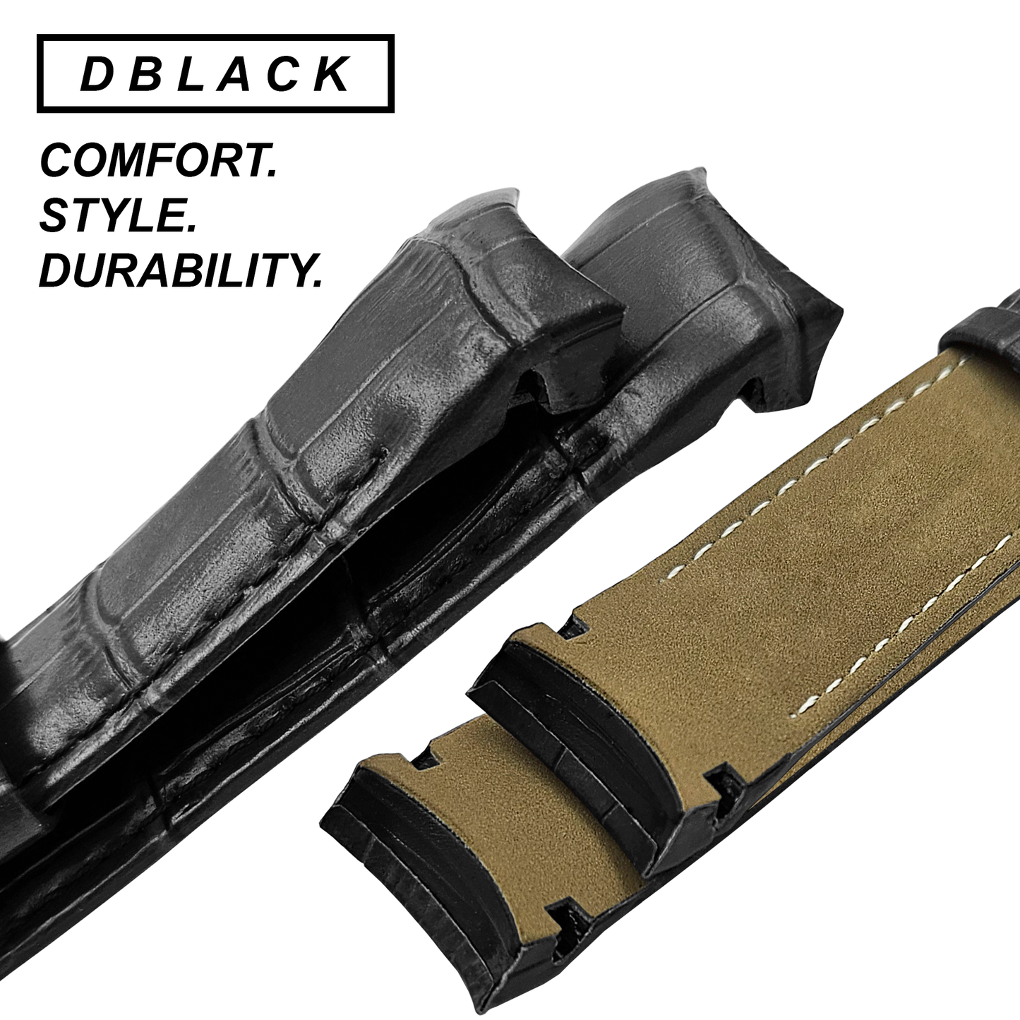 DBLACK [TST2] CROCO DESIGN, LEATHER WATCH STRAP // FOR TISSOT COUTURIER 1853 & OTHER MODELS