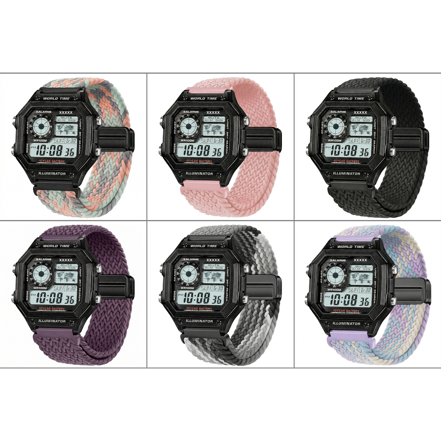DBLACK [SKYPIEA] 18MM NYLON WOVEN BRAIDED WATCH STRAP // FOR "CASIO" AE-1200WH, W-216H & OTHER MODELS