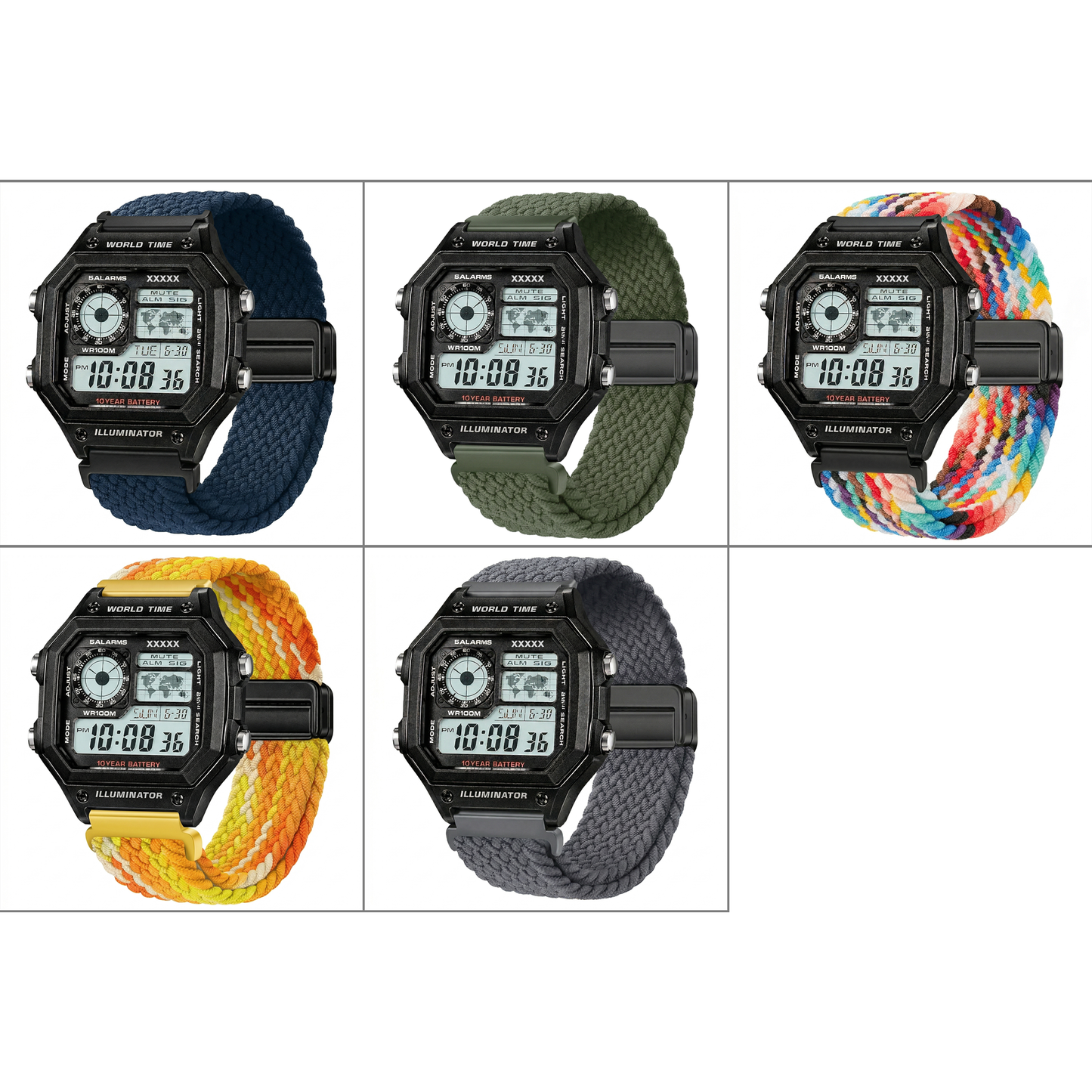 DBLACK [SKYPIEA] 18MM NYLON WOVEN BRAIDED WATCH STRAP // FOR "CASIO" AE-1200WH, W-216H & OTHER MODELS