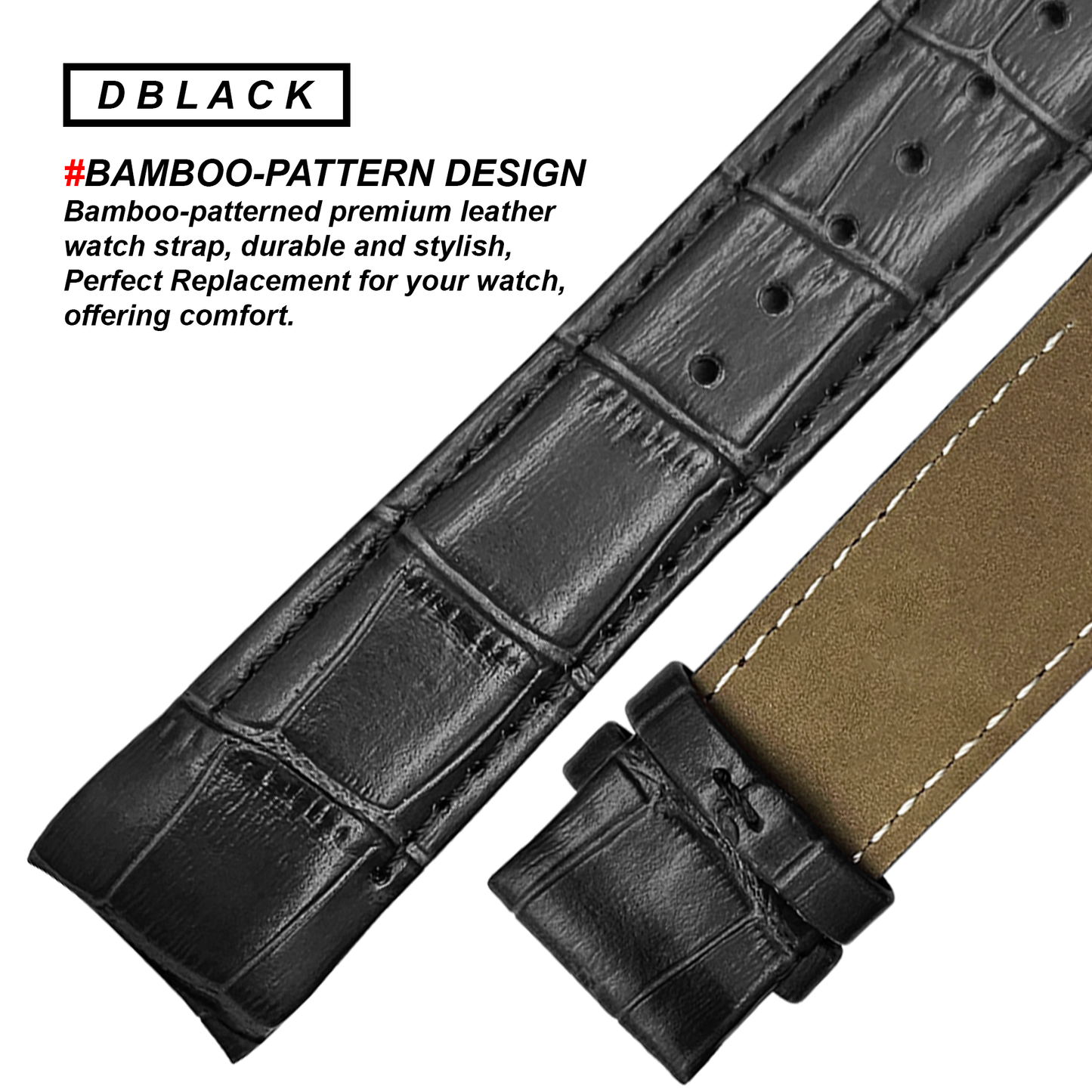 DBLACK [TST2] CROCO DESIGN, LEATHER WATCH STRAP // FOR TISSOT COUTURIER 1853 & OTHER MODELS