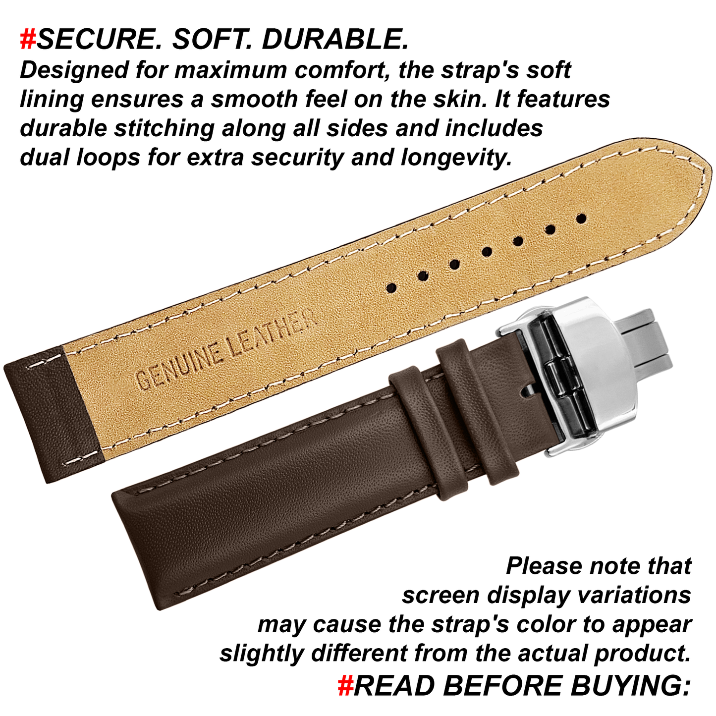 DBLACK [ARLONG] LEATHER STRAP W/ BUTTERFLY LOCK