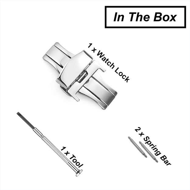 DBLACK [DSLCK3] BUTTERFLY LOCK, STAINLESS STEEL LOCK FOR LEATHER STRAP