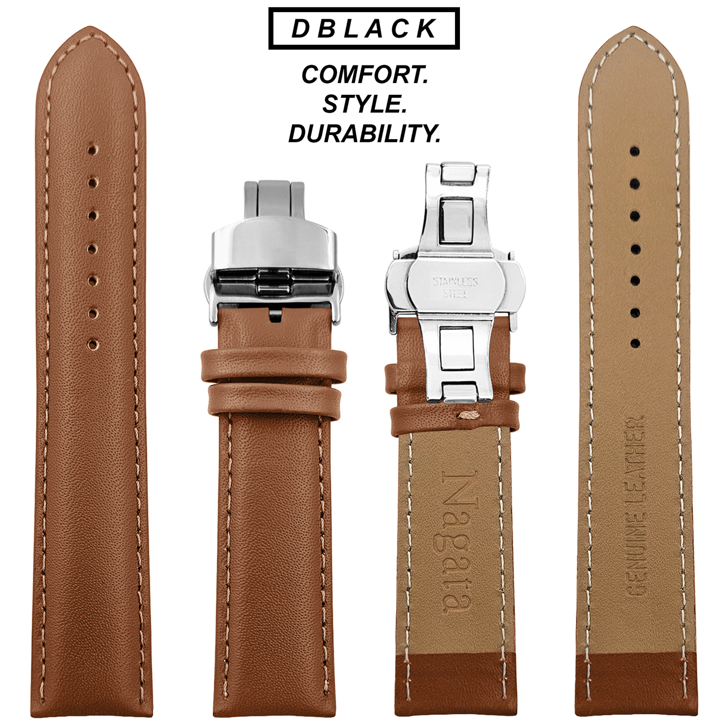 DBLACK [NAGATA3] MINIMALIST DESIGN W/ BUTTERFLY LOCK, LEATHER STRAP