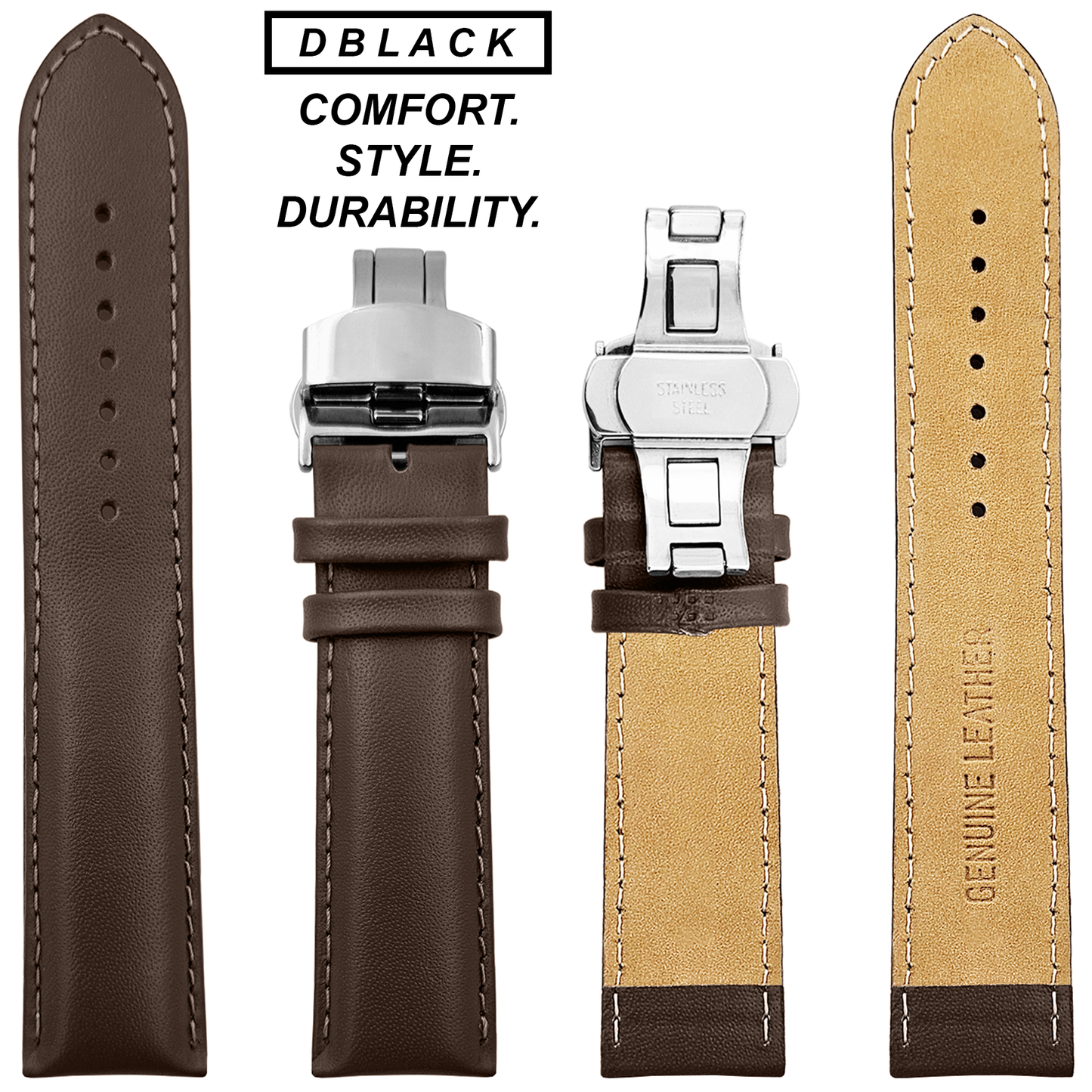 DBLACK [ARLONG] LEATHER STRAP W/ BUTTERFLY LOCK