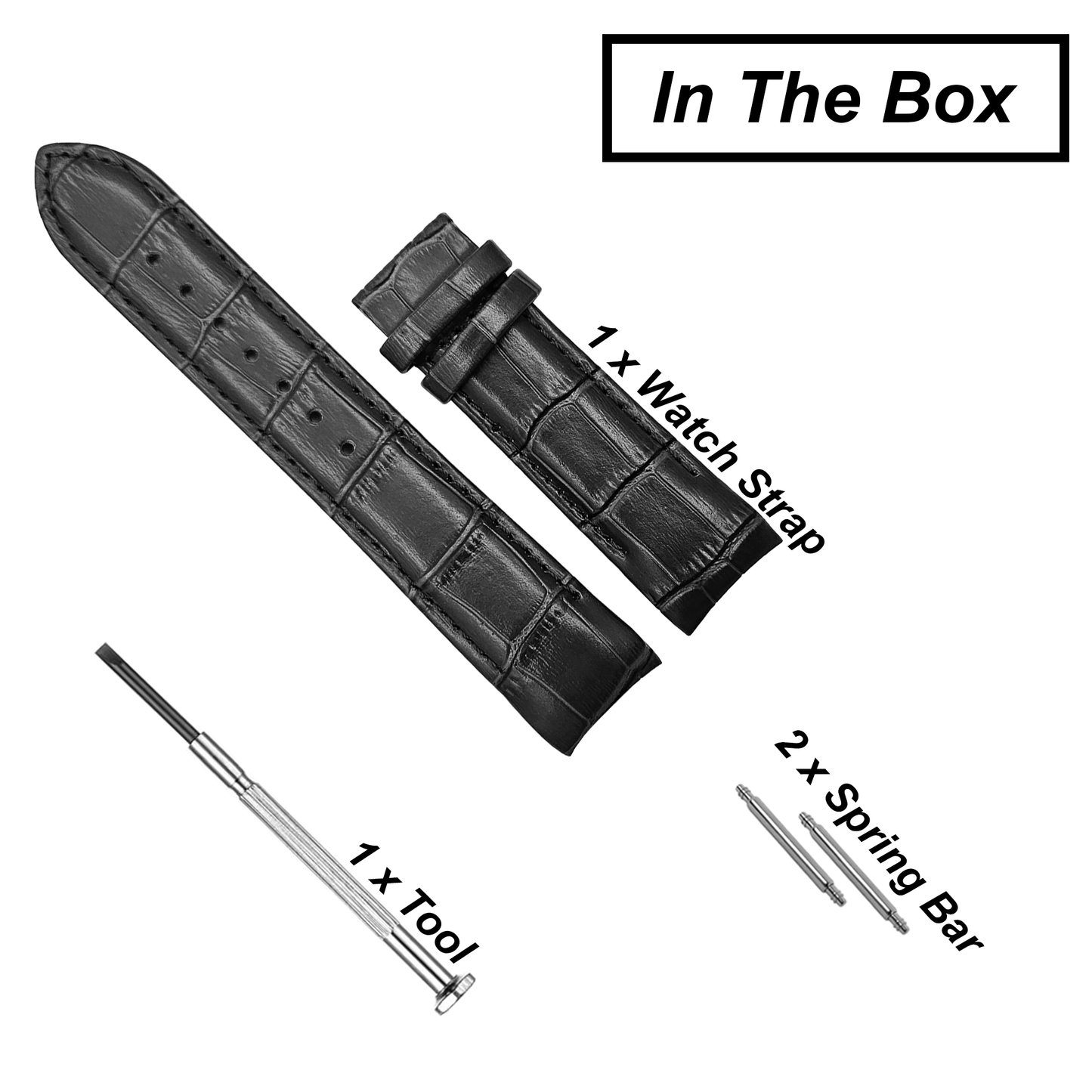 DBLACK [TST2] CROCO DESIGN, LEATHER WATCH STRAP // FOR TISSOT COUTURIER 1853 & OTHER MODELS