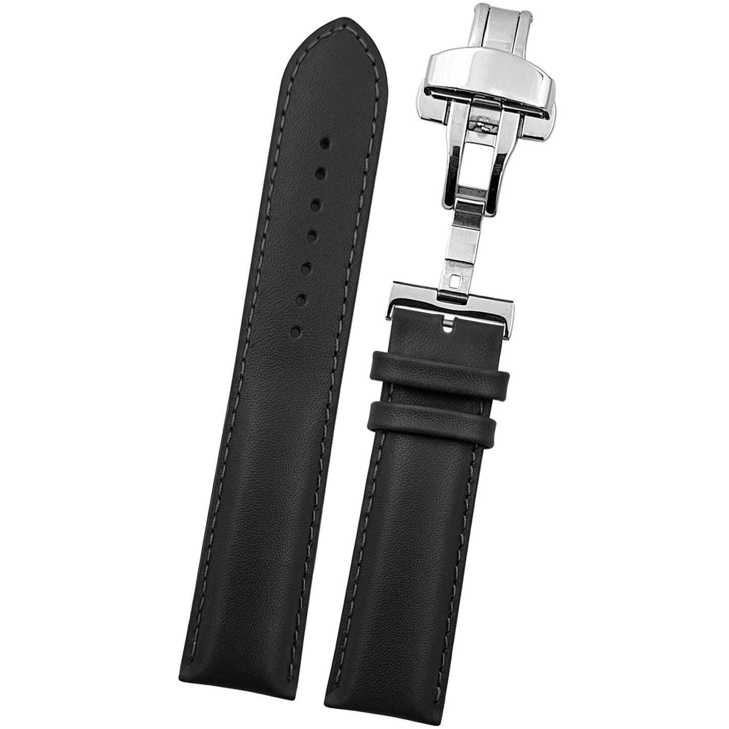 DBLACK [ARLONG] LEATHER STRAP W/ BUTTERFLY LOCK