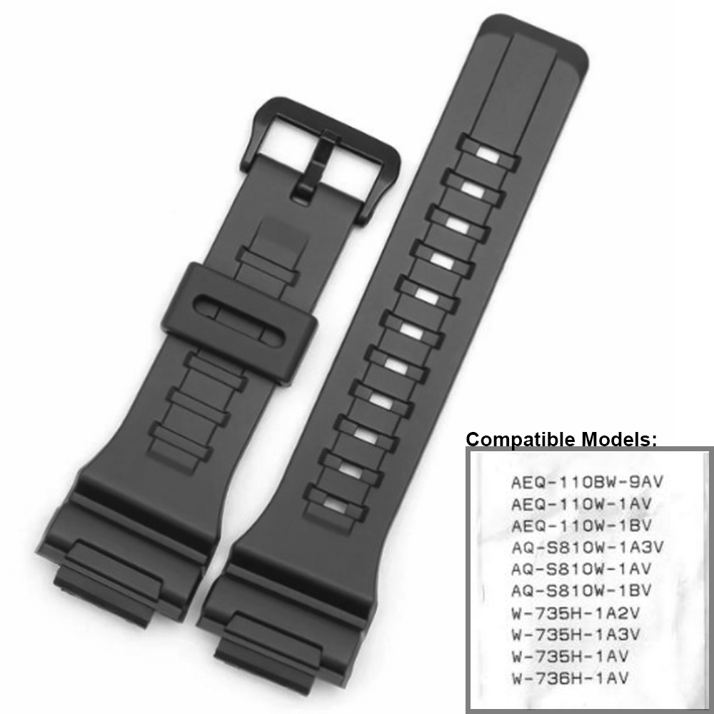 DBLACK [CDS17] RESIN WATCH STRAP // FOR "CASIO" W-735H, W-736H, AQ-S810W, AEQ-110W & AEQ-110BW & OTHER MODELS