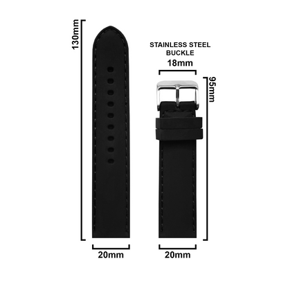 DBLACK [MESEE] BOAT-TIP DESIGN, SILICONE WATCH STRAP