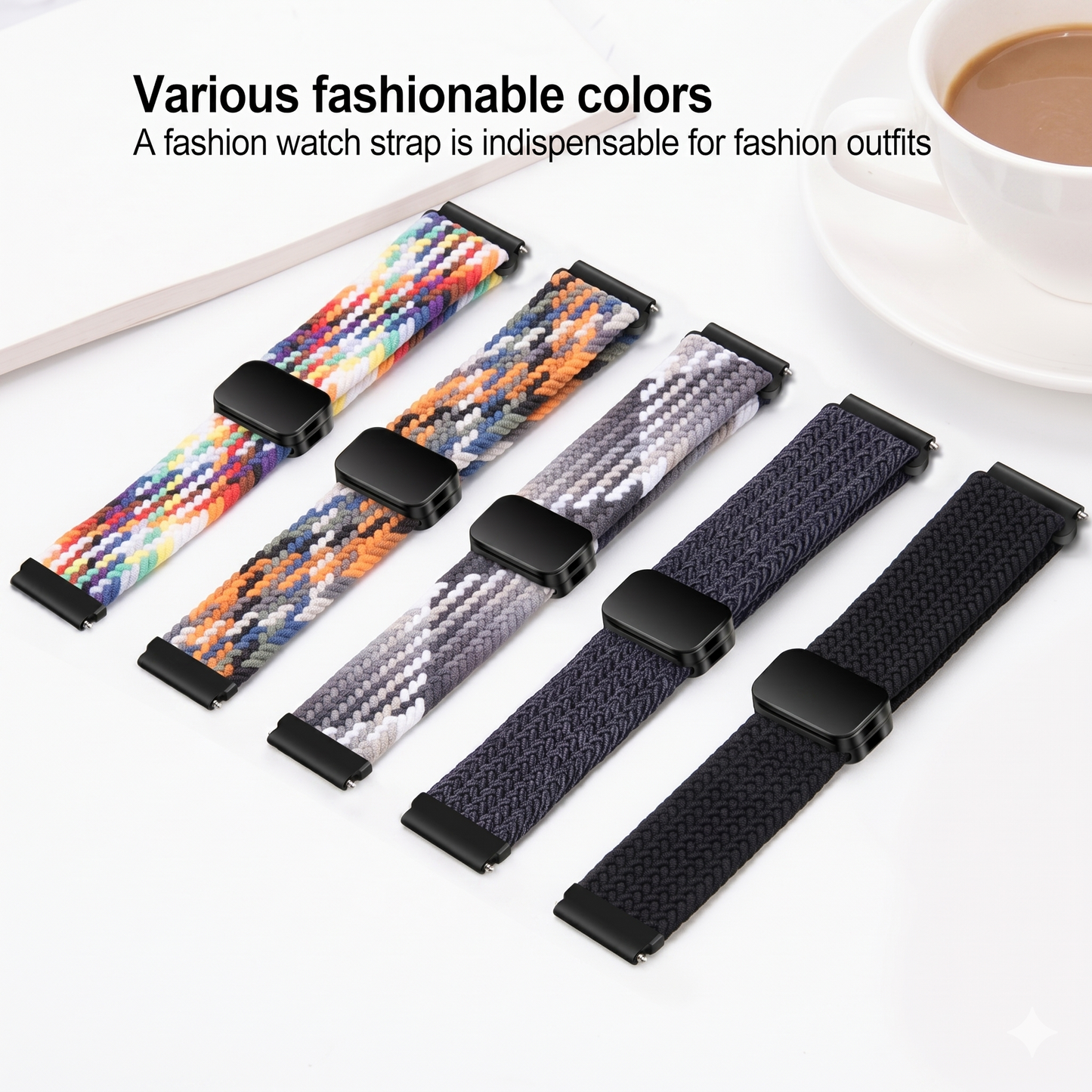 DBLACK [SKYPIEA] 18MM NYLON WOVEN BRAIDED WATCH STRAP // FOR "CASIO" AE-1200WH, W-216H & OTHER MODELS