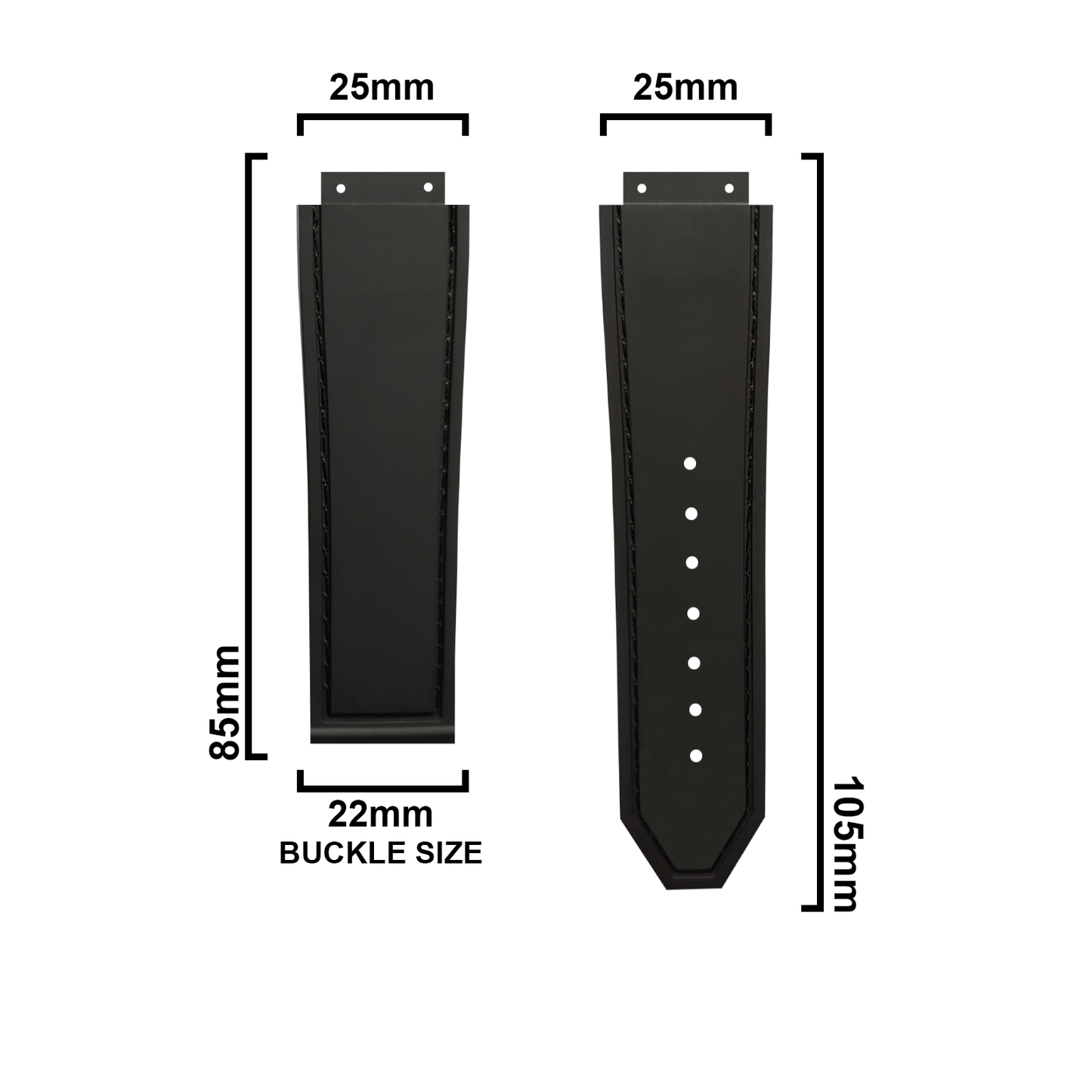 DBLACK [HLS] 25MM CROCO DESIGN, LEATHER WATCH STRAP // COMPATIBLE WITH  "HUBLOT" WATCHES