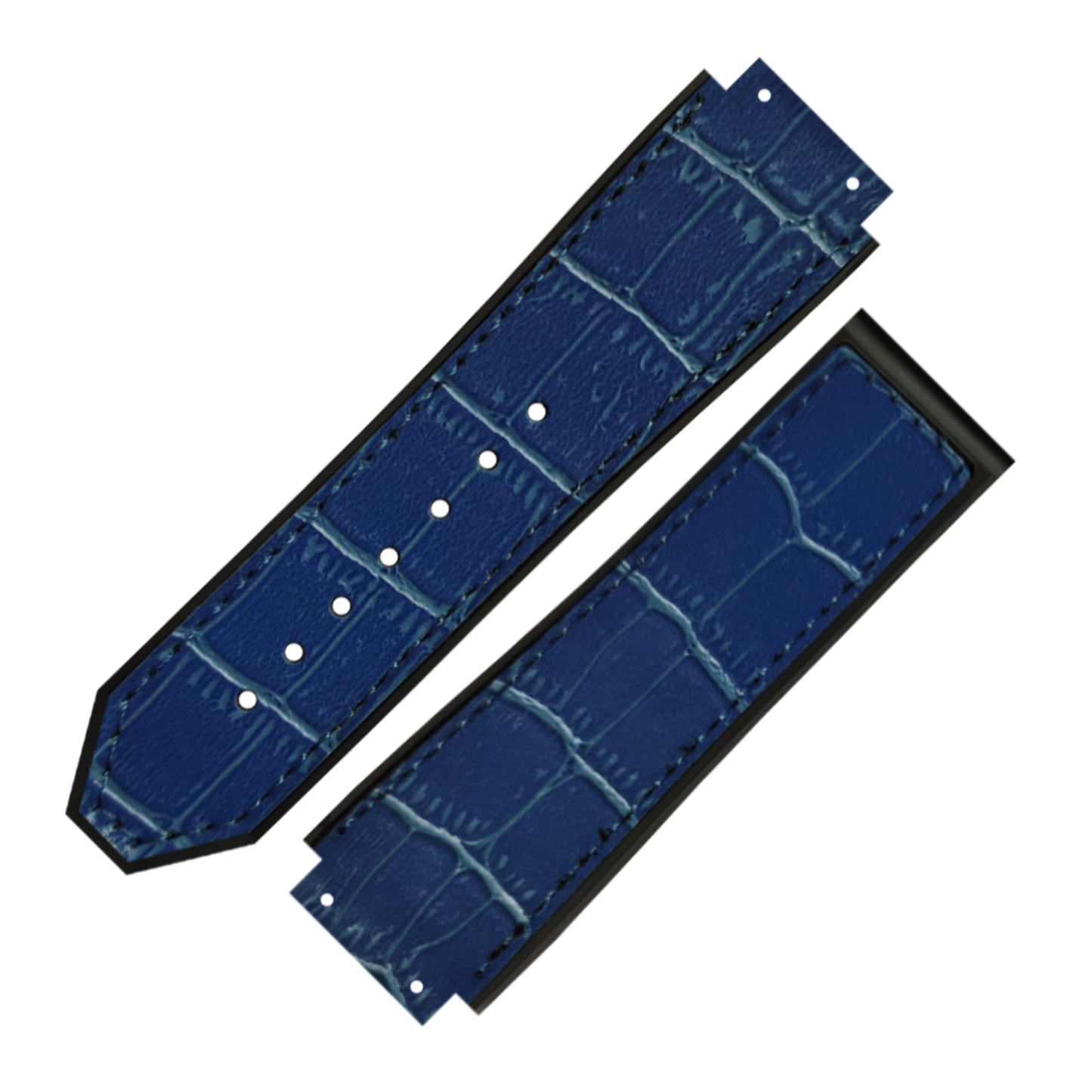 DBLACK [HLS] 25MM CROCO DESIGN, LEATHER WATCH STRAP // COMPATIBLE WITH  "HUBLOT" WATCHES