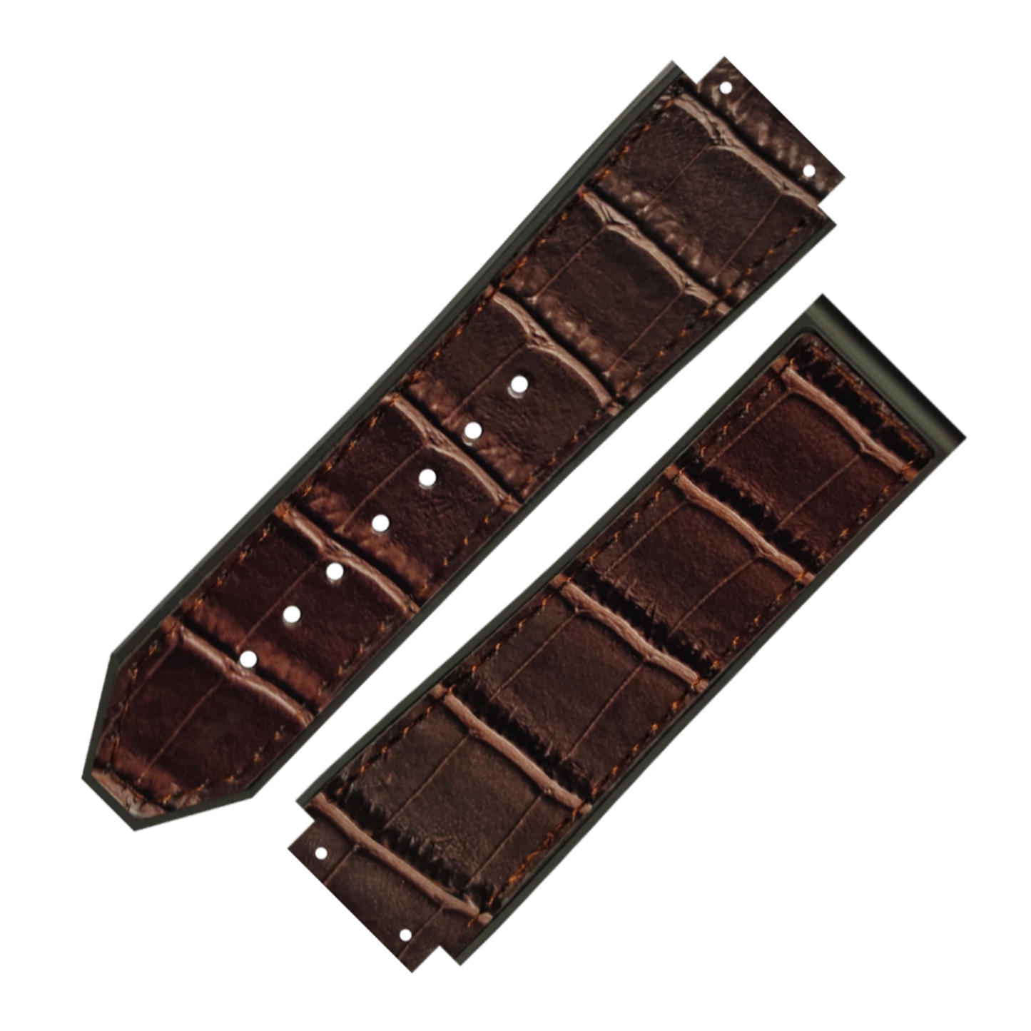 DBLACK [HLS] 25MM CROCO DESIGN, LEATHER WATCH STRAP // COMPATIBLE WITH  "HUBLOT" WATCHES