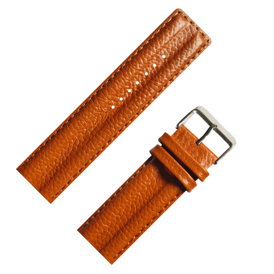 DBLACK [ZOLO - DOUBLE DOOM] GRAIN DESIGN w/ 2 HUMPS - LEATHER WATCH STRAP // FOR 20MM, 22MM OR 24MM (CHOOSE YOUR SIZE & COLOR)