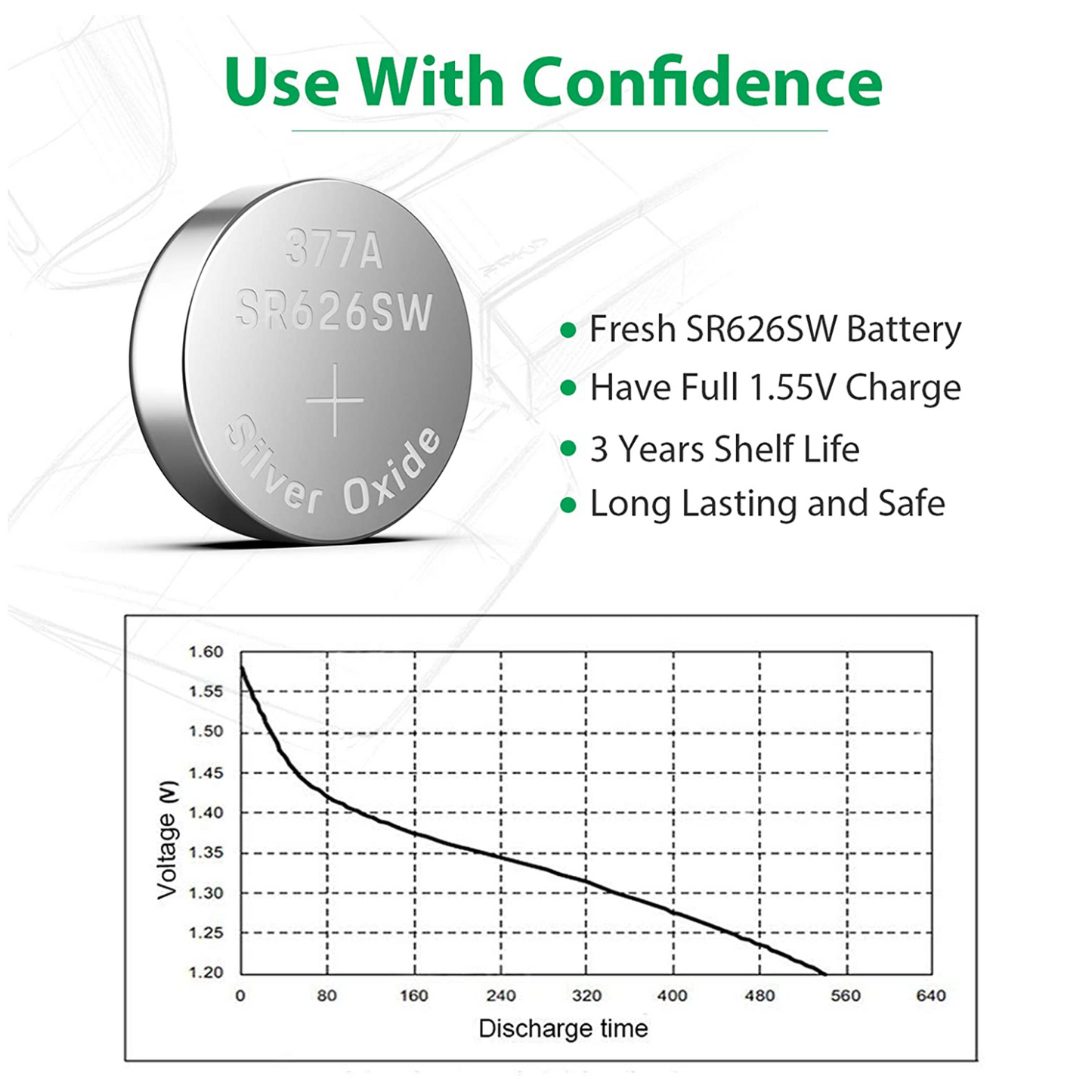 SR626SW 1.5V Button Cell Battery (Pack of 2)