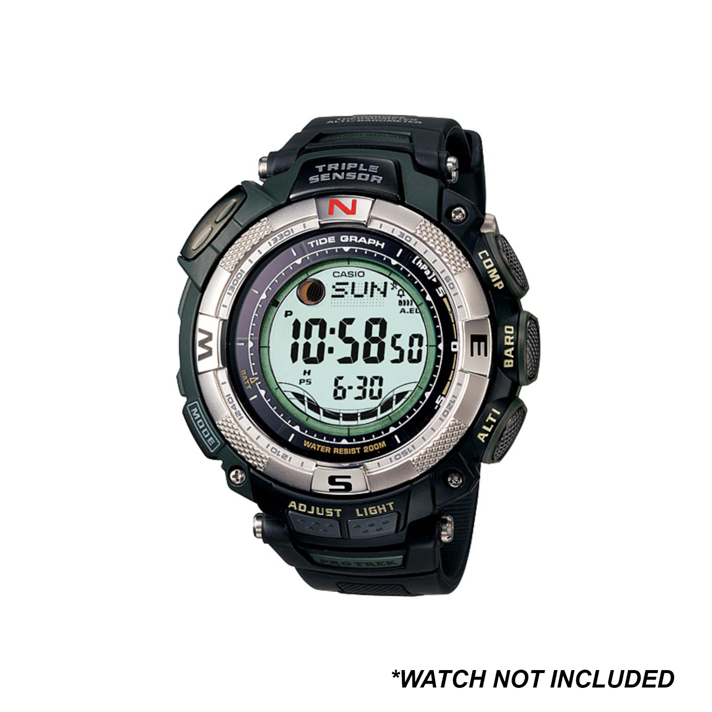 DBLACK [CDS15] 26MM RUBBER STRAP// FOR "CASIO PRO-TREK" PRG-130, PRW-1500, PRW-1500J & OTHER MODELS