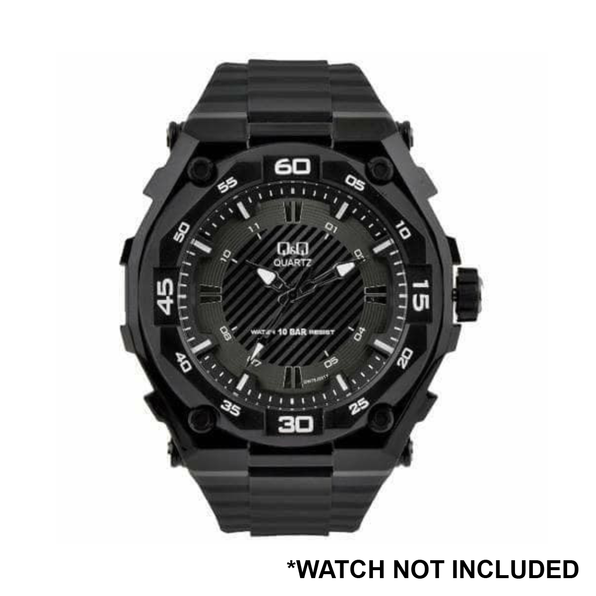 DBLACK [QQDS2] RESIN WATCH STRAP (BLACK) // COMPATIBLE WITH "Q&Q GW79 & M127" MODEL WATCHES