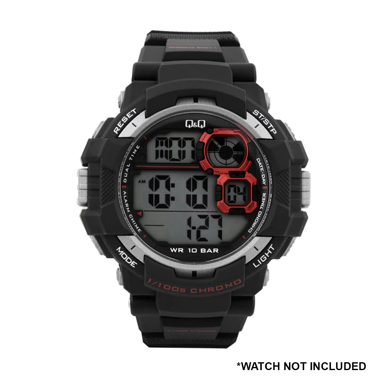 DBLACK [QQDS1] RESIN WATCH STRAP (BLACK) // COMPATIBLE WITH "Q&Q M143" MODEL WATCHES